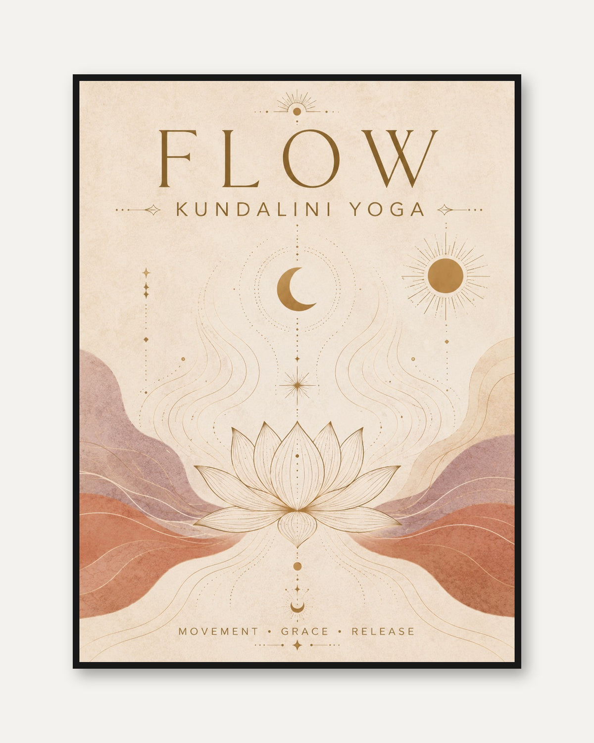 Kundalini Yoga Wall Art: Celestial Lotus Design - framed