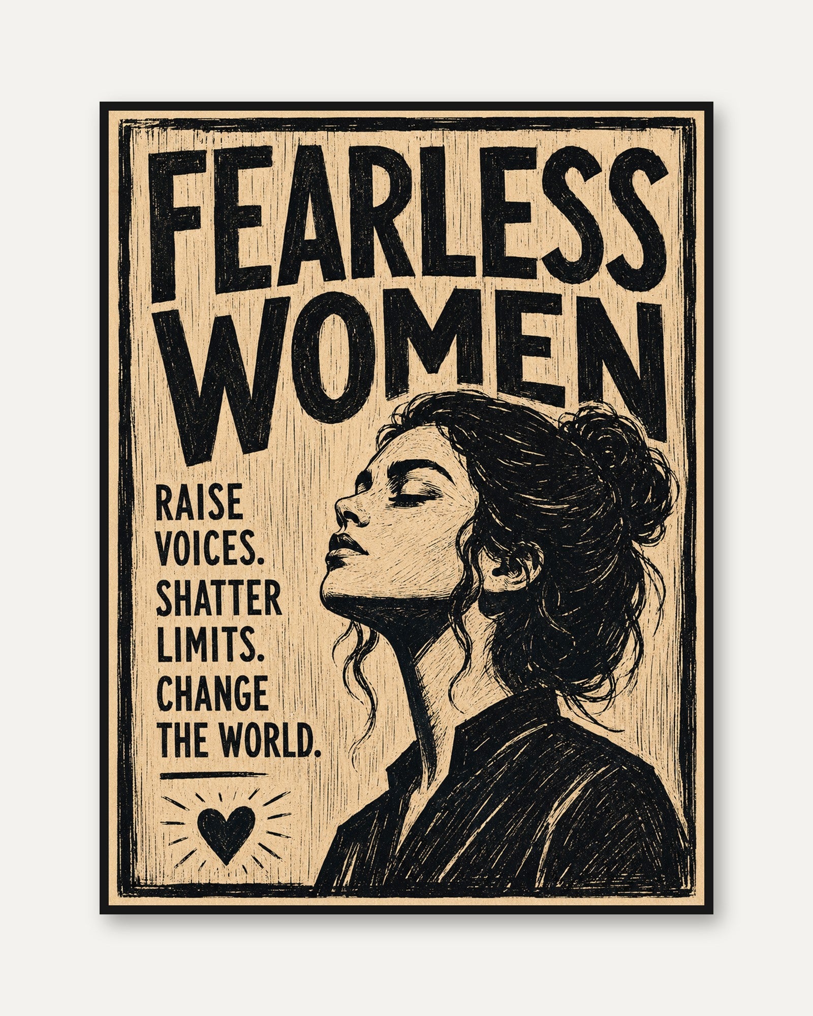 Feminist Wall Art – Fearless Women Print - framed