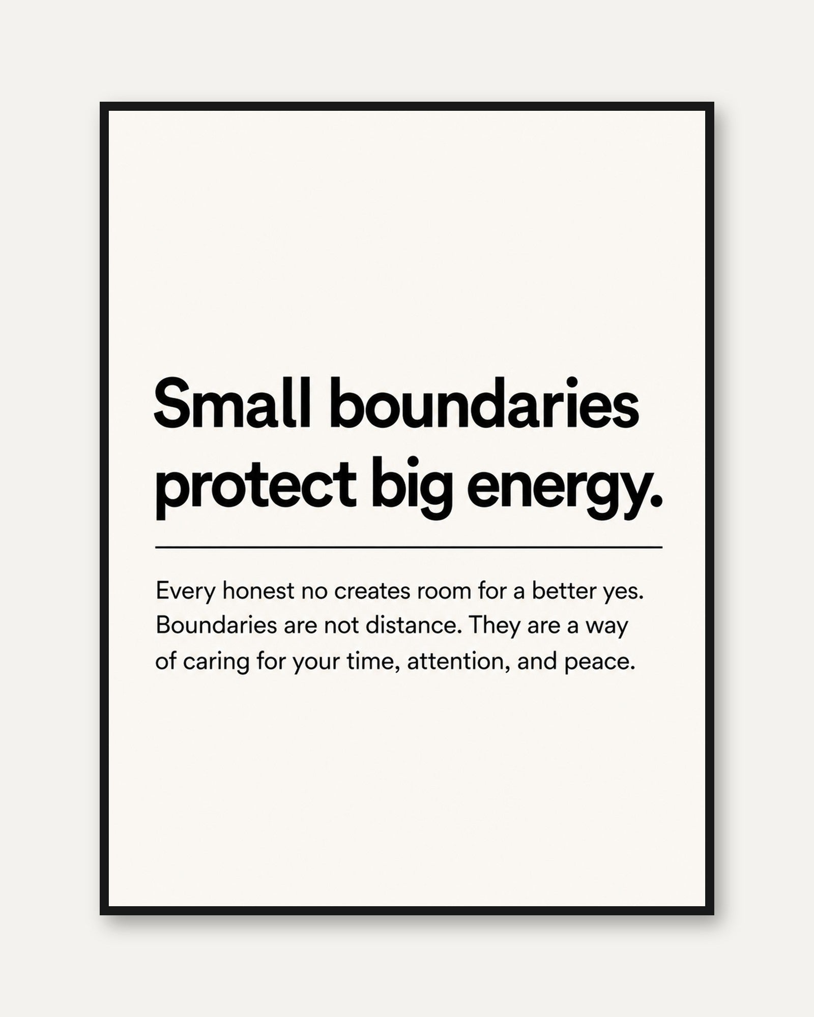 Mental Health Wall Art: Boundaries Quote - framed