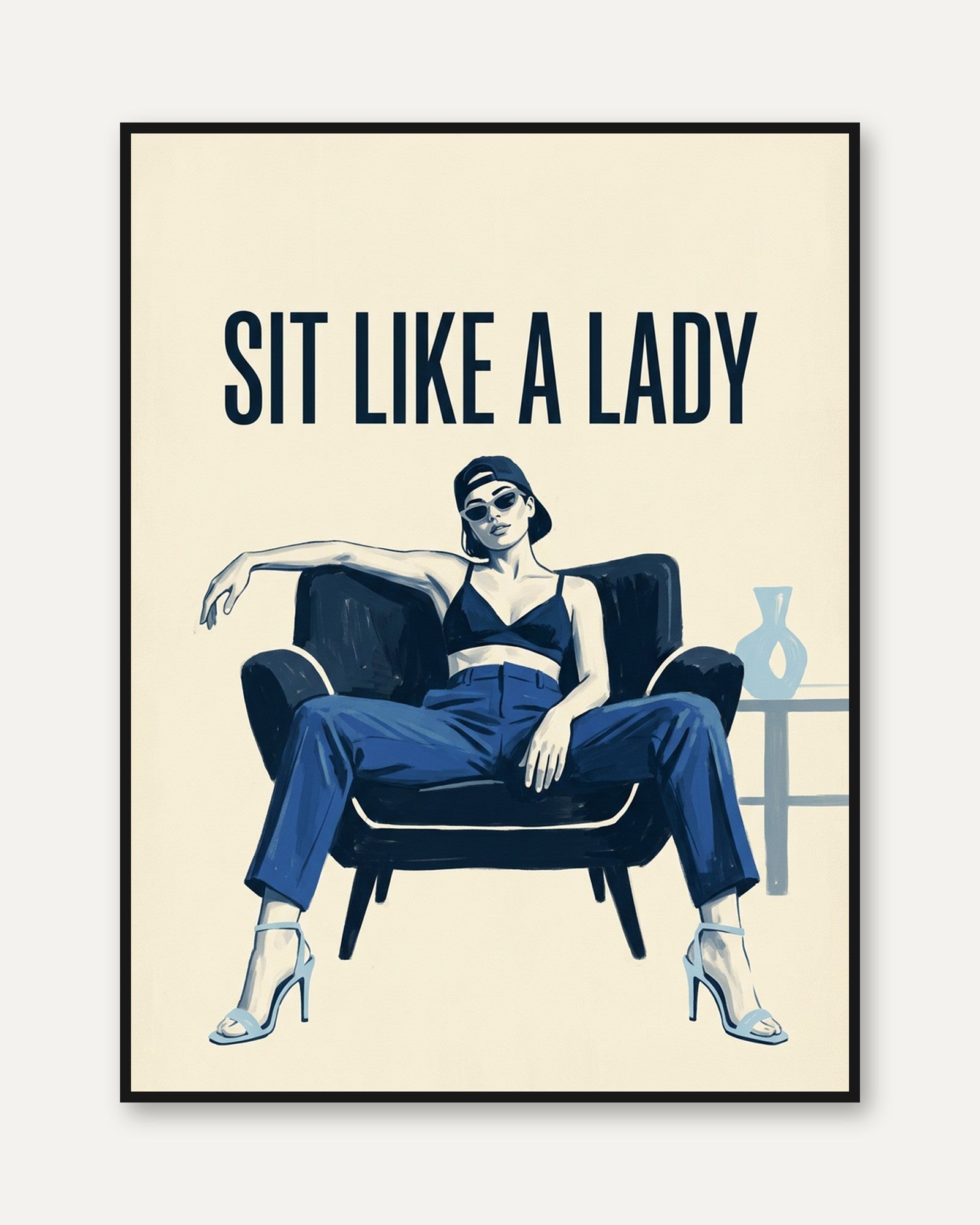 Fashion Wall Art Print: Retro Woman Illustration - framed