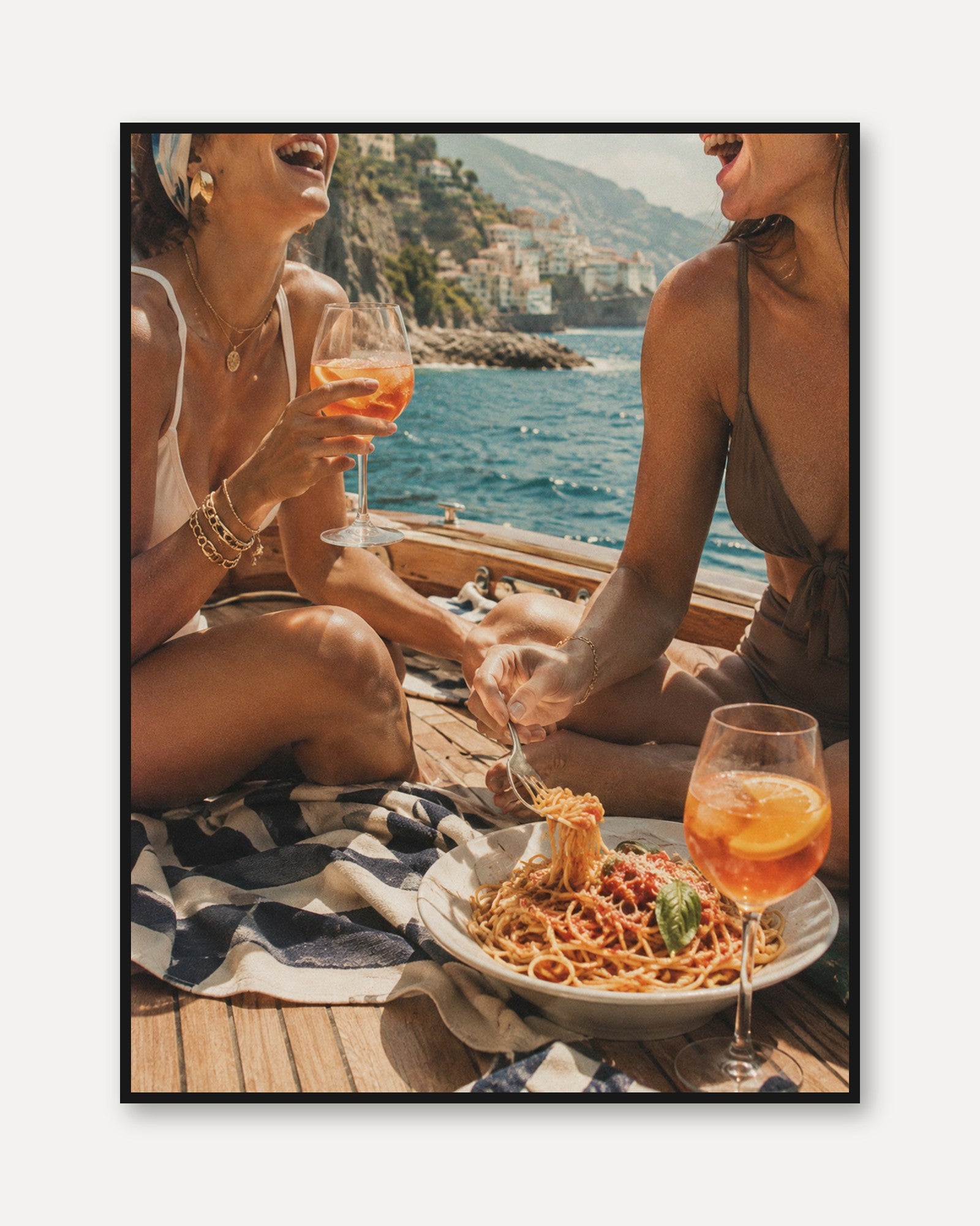 Italian Coast Wall Art – Summer Travel Print - framed