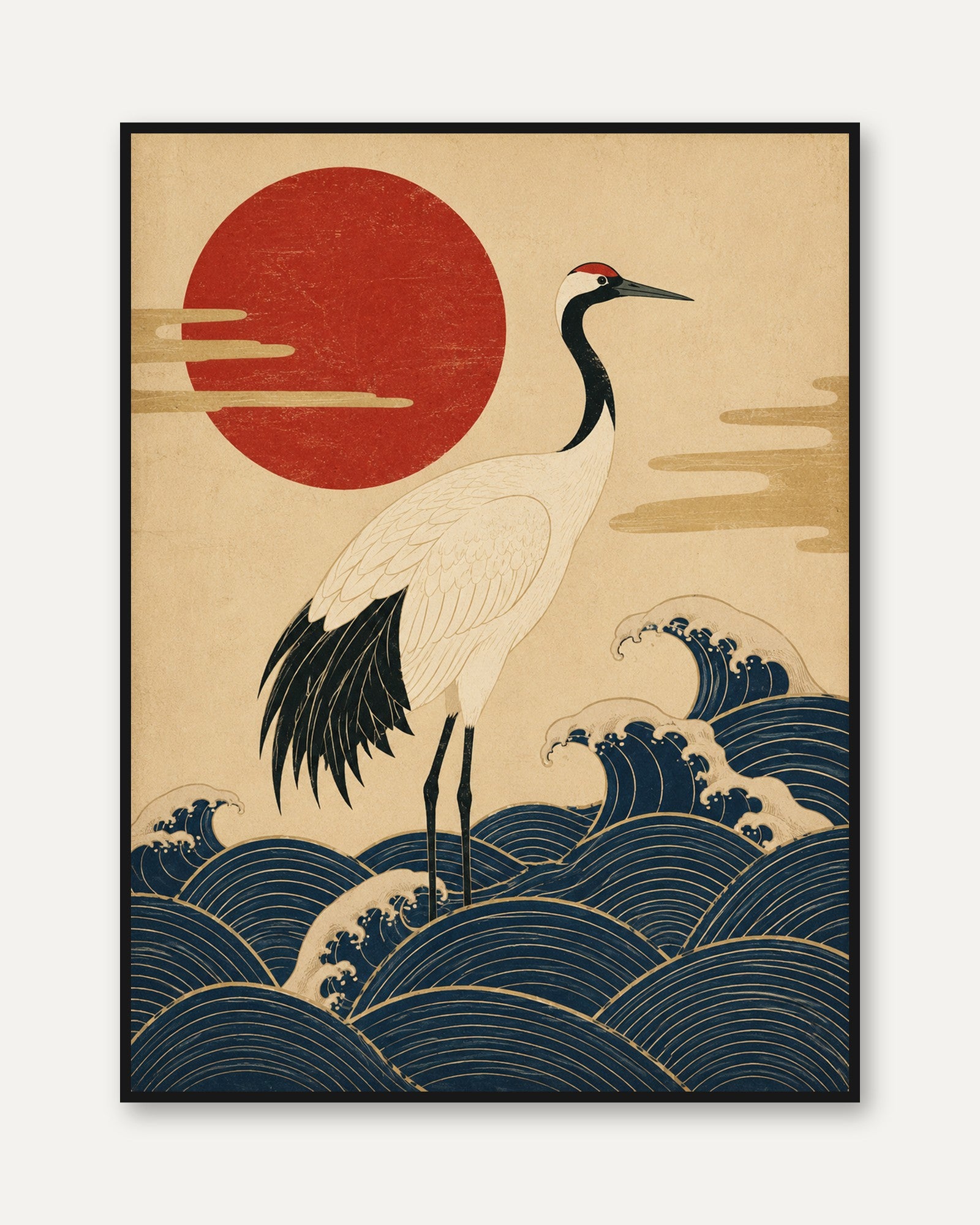 Japanese Crane Print - framed