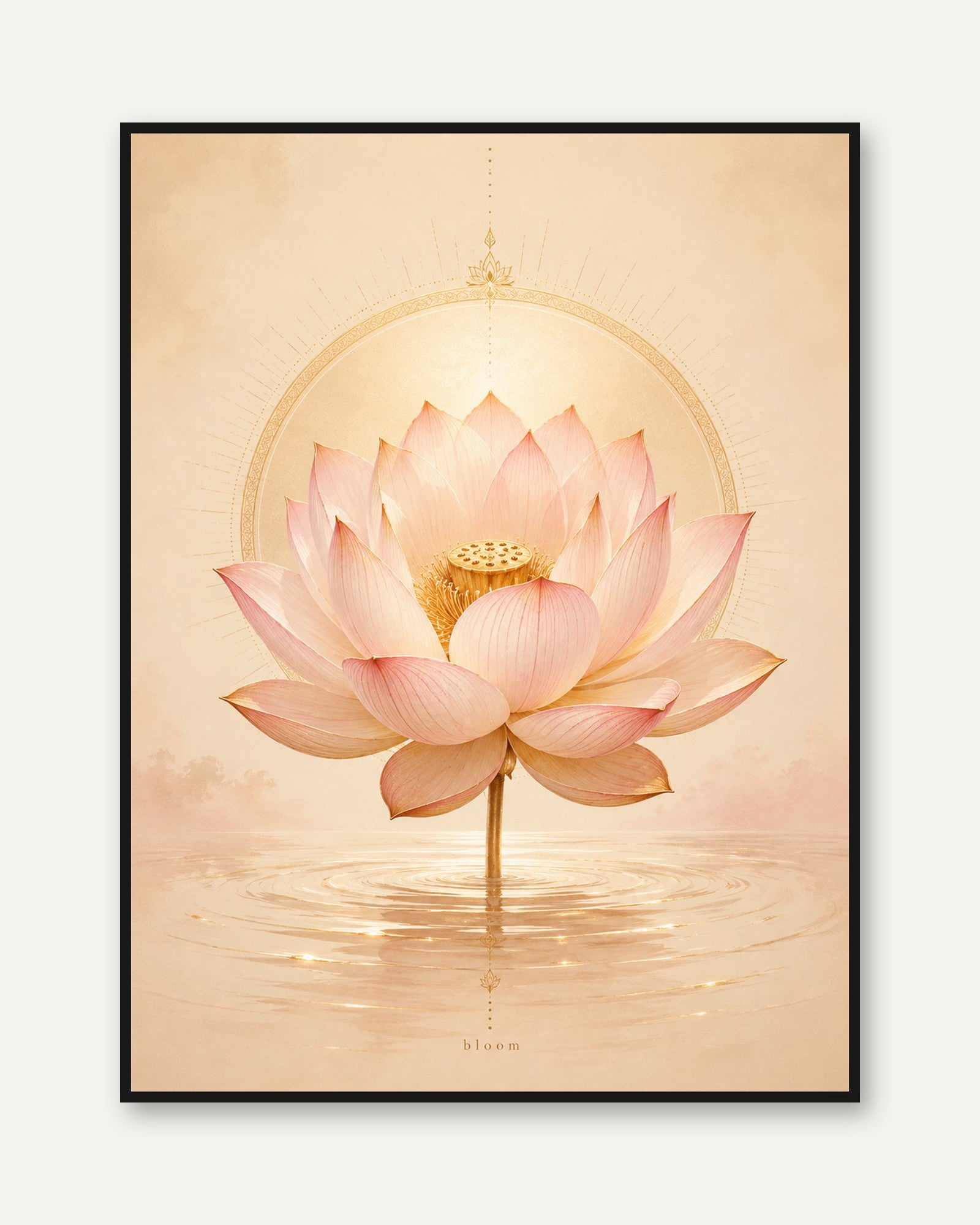 Lotus Flower Wall Art – Botanical Print - framed