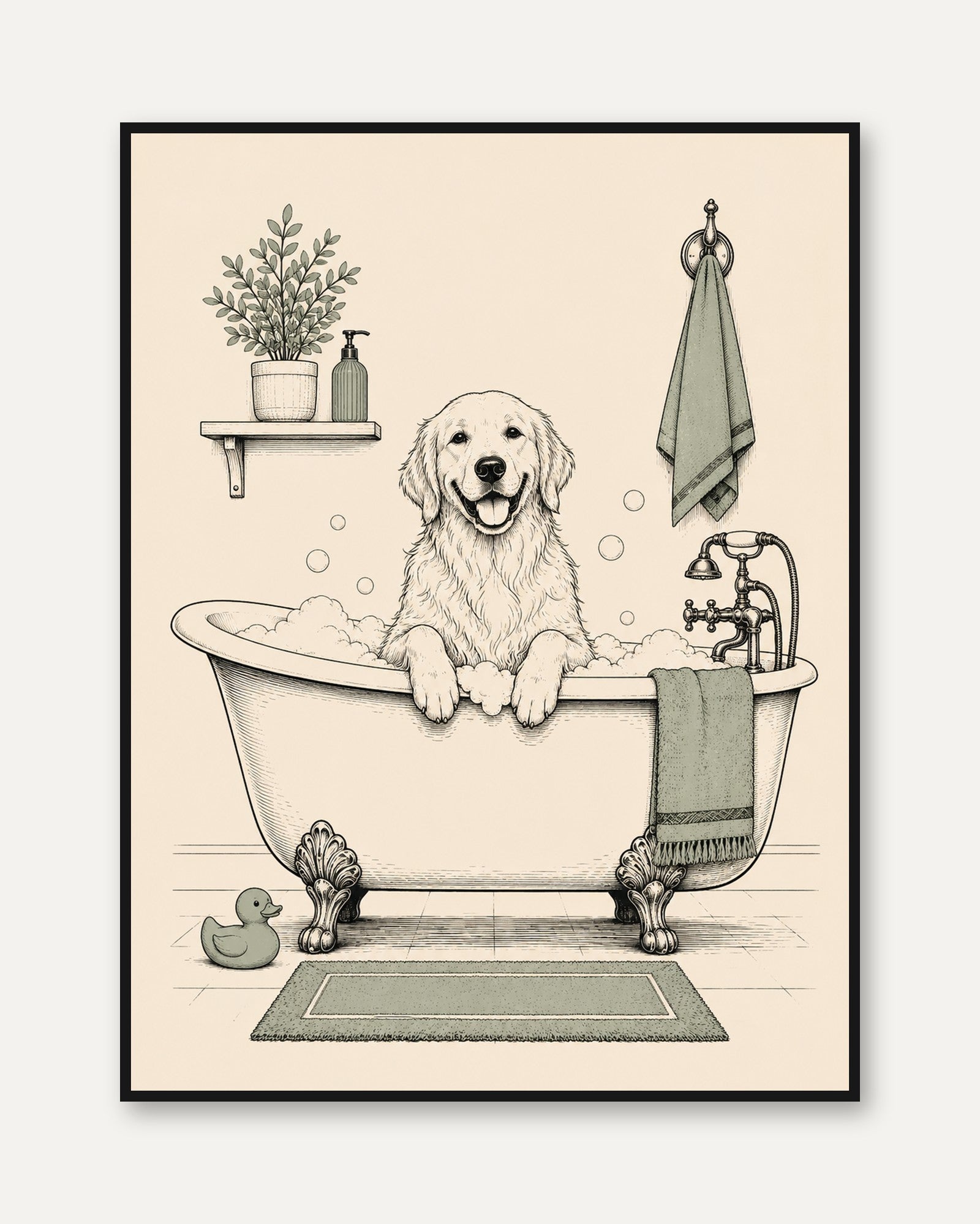 Dog Bathroom Wall Art - framed