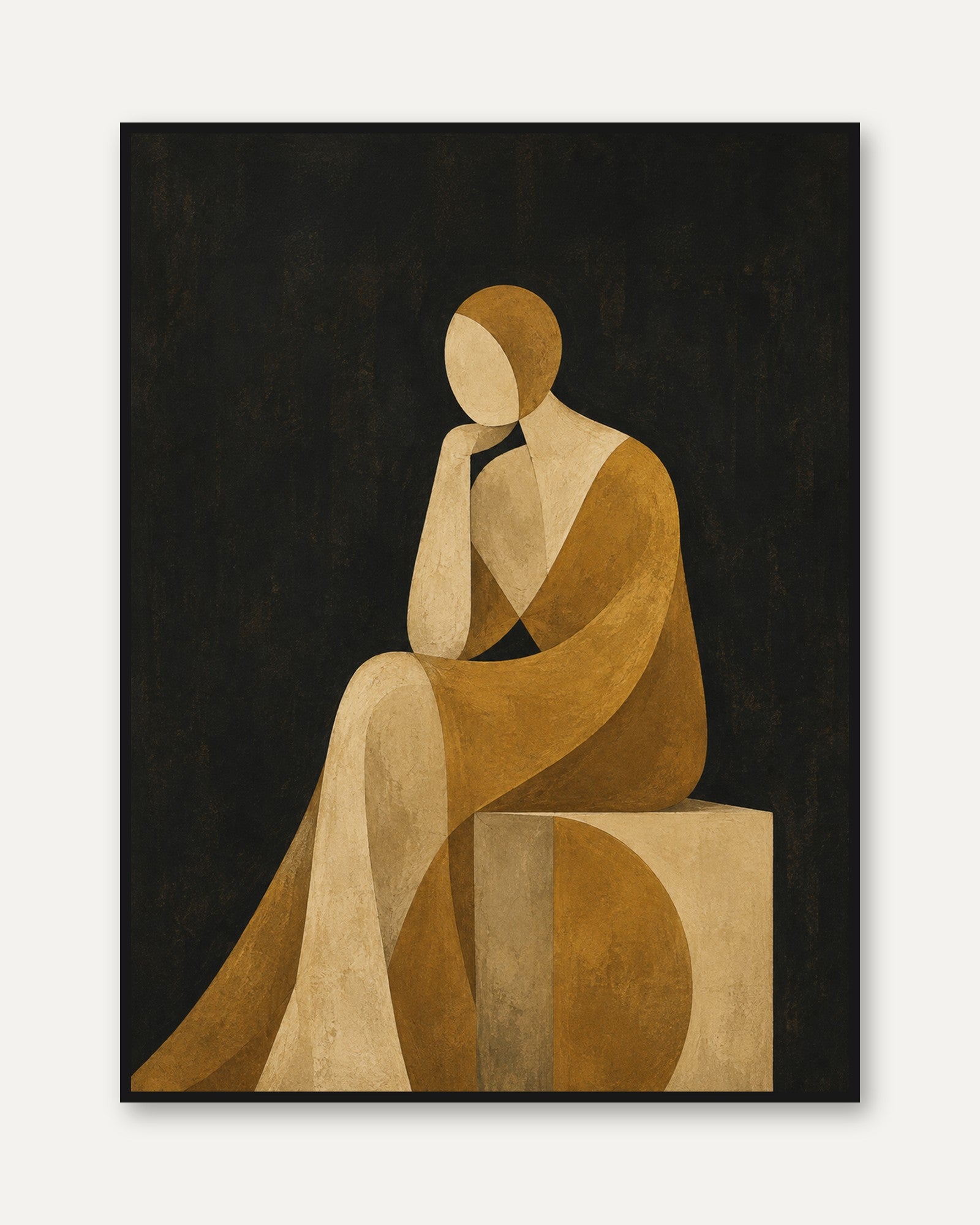 Abstract Figure Print – Geometric Woman Wall Art - framed