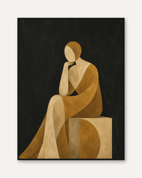 Abstract Figure Print – Geometric Woman Wall Art - framed