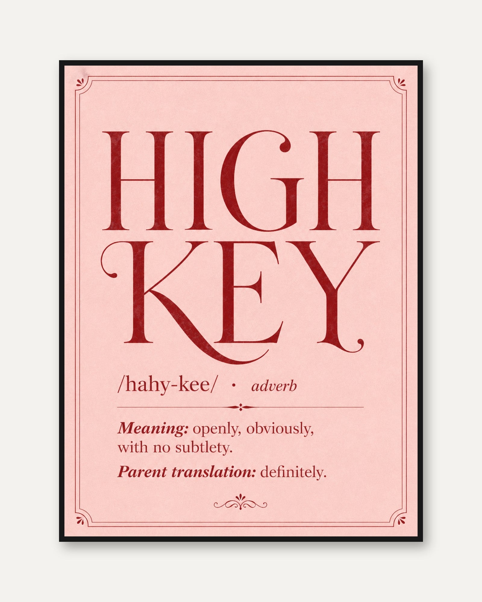 Typography Wall Art – Funny Definition Print - framed