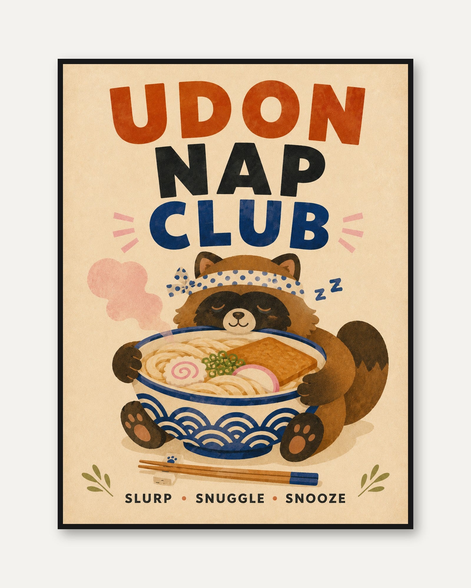 Udon Noodle Wall Art – Japanese Food Print - framed