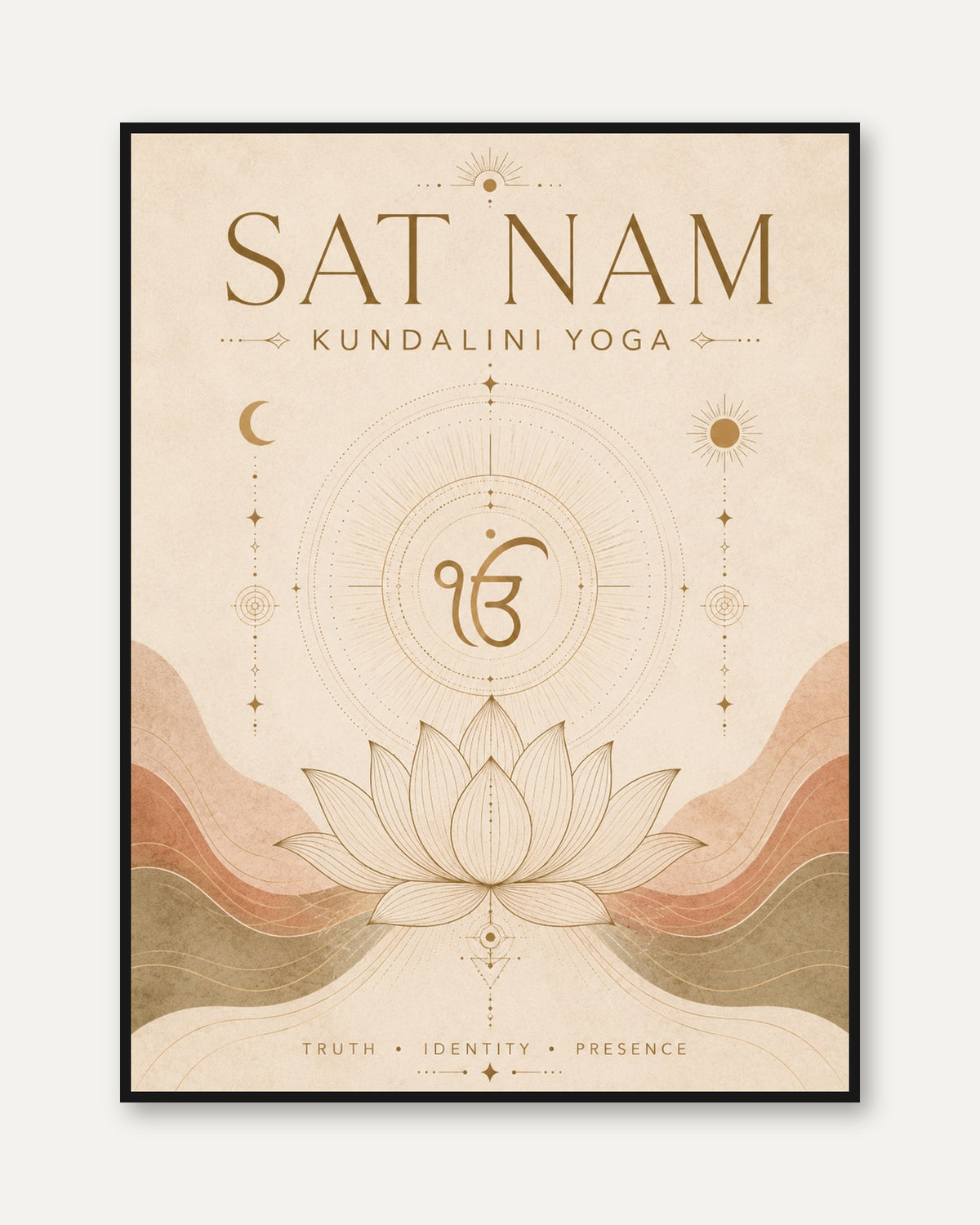 Sat Nam Yoga Print: Spiritual Lotus and Sacred Geometry - framed