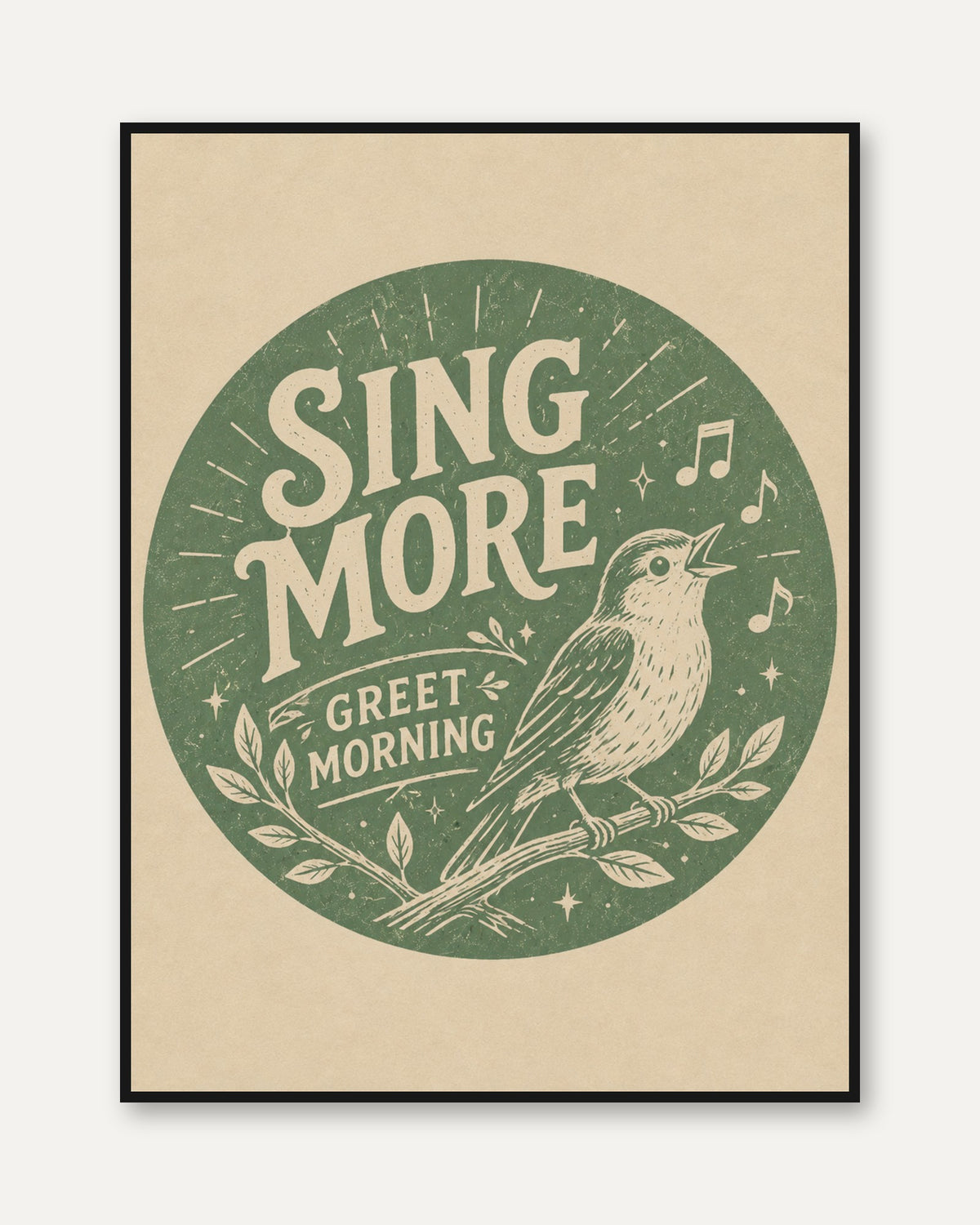 Motivational Wall Art: Vintage Bird Design - framed