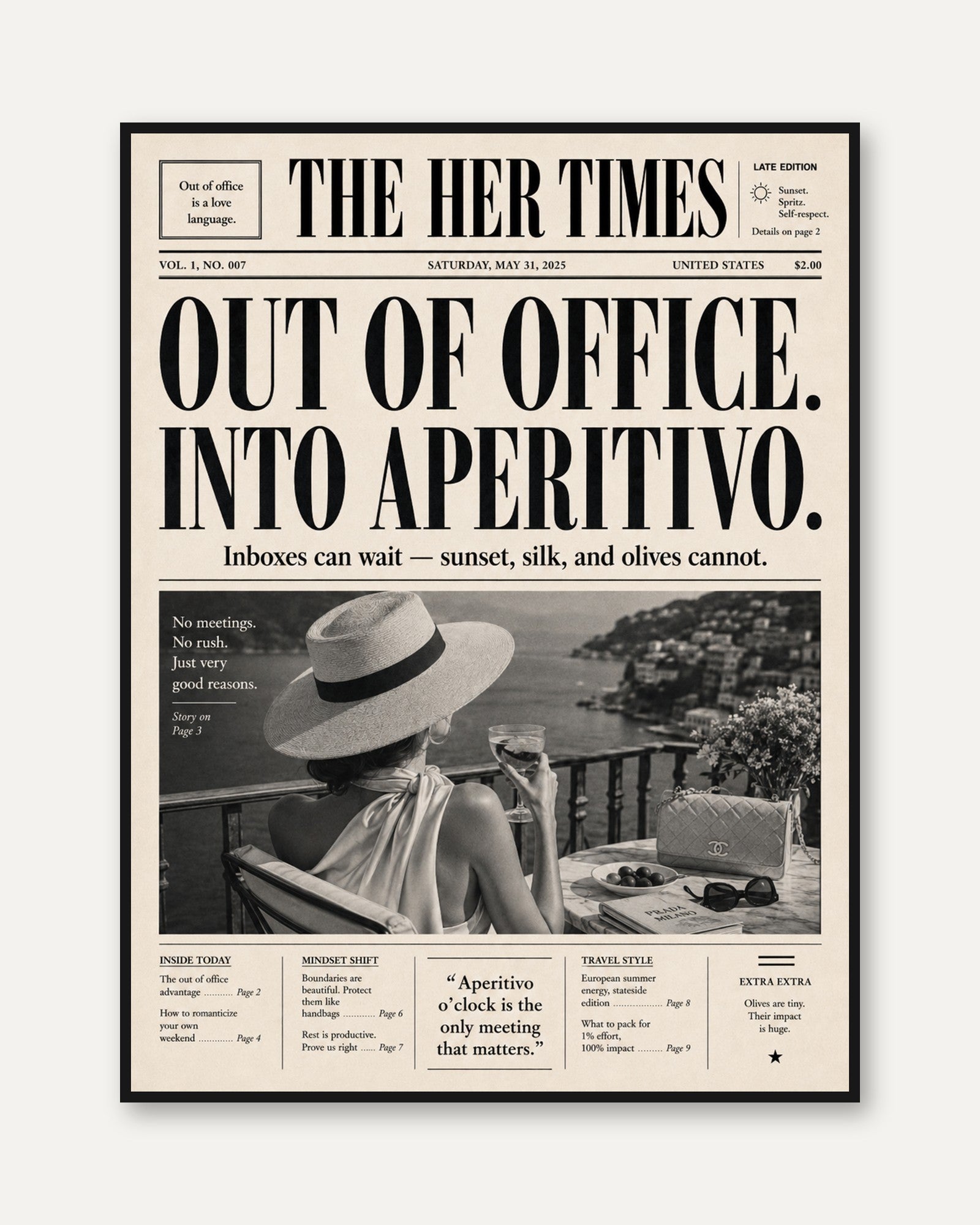 Wall Art Print: Italian Aperitivo Theme - framed