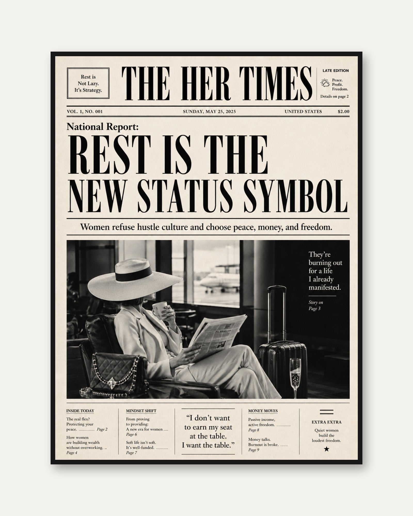 Feminist Newspaper Wall Art Print - framed