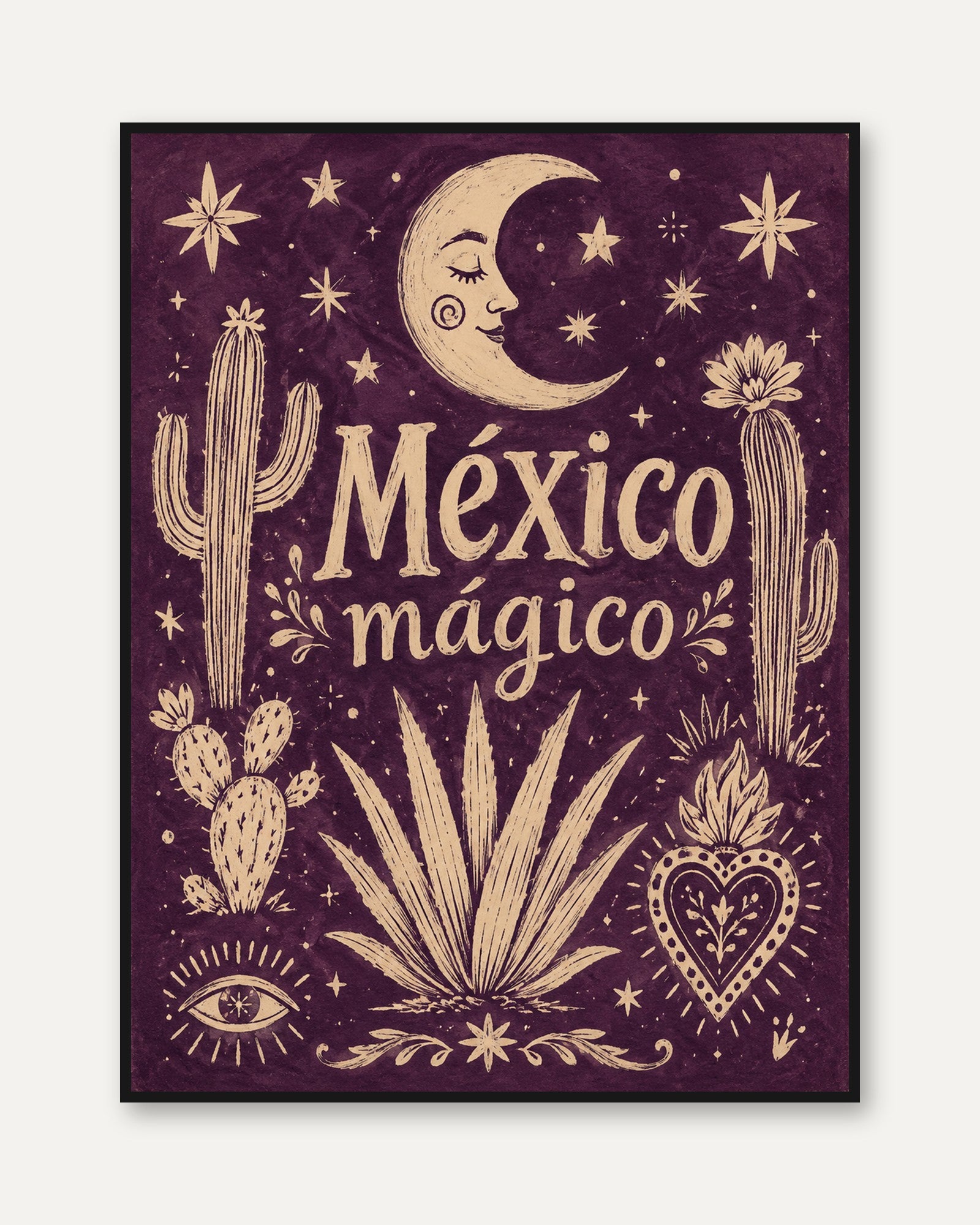 Mexican Folk Art Print – Mexico Travel Poster - framed