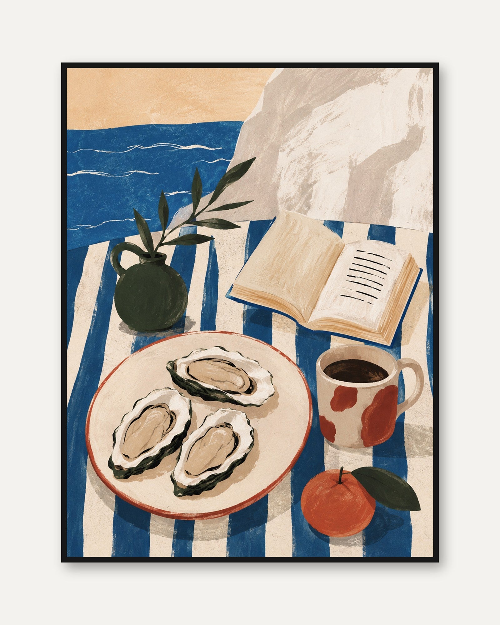 Oysters Coffee Book Print - framed