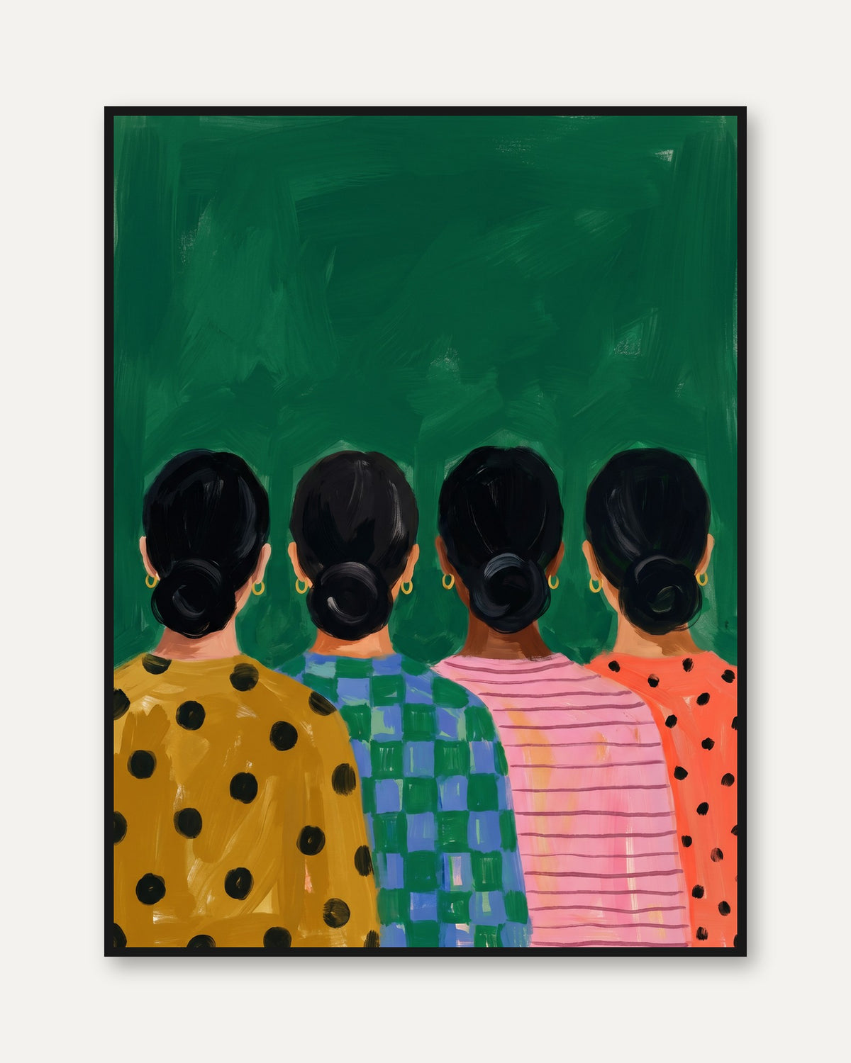 Figurative Women Print — Colorful Patterned Tops - framed