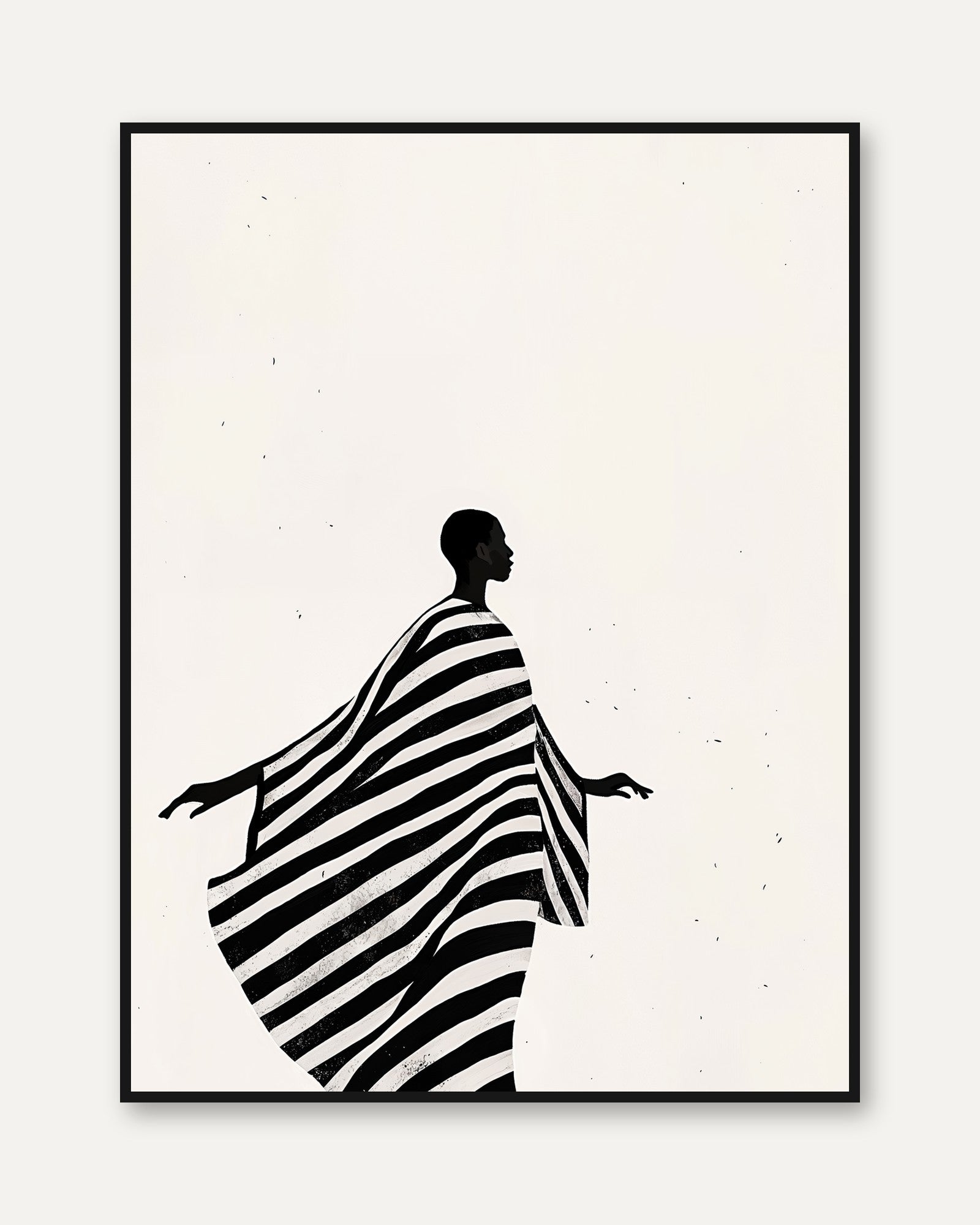 Fashion Wall Art Print: Bold Striped Silhouette - framed