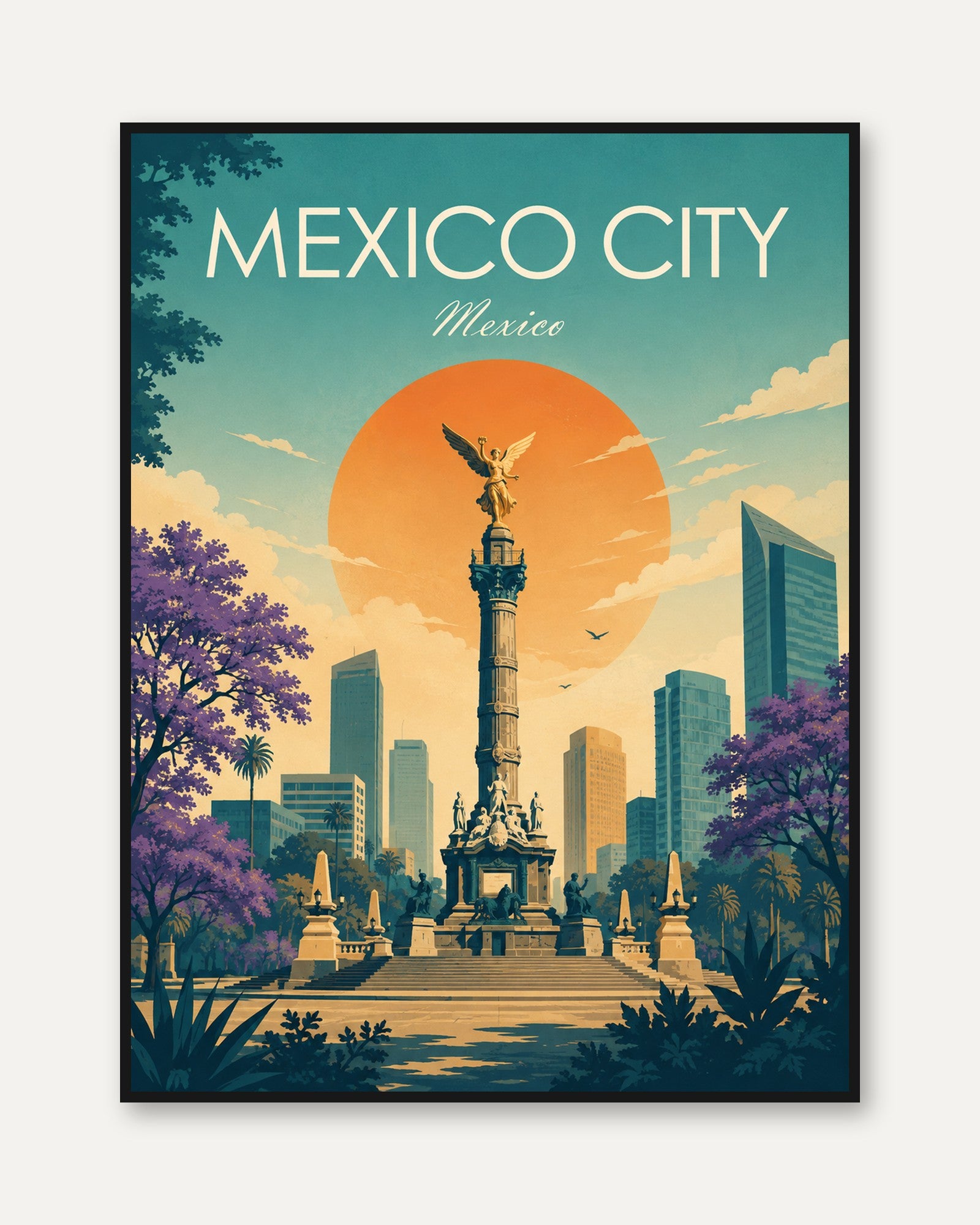 Mexico City Travel Poster – Vintage Mexico Print - framed