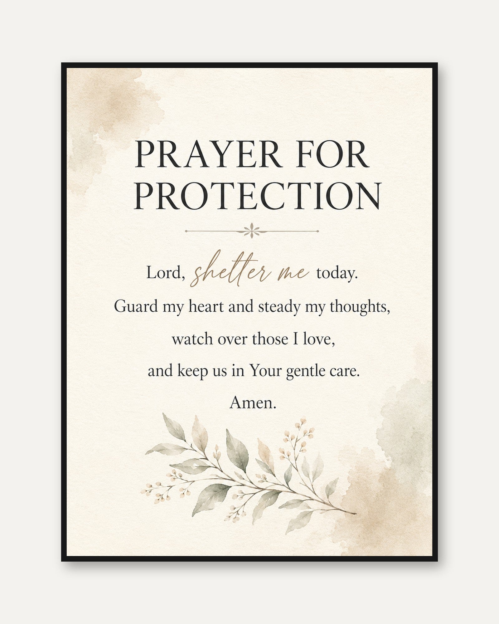 Prayer Wall Art – Protection Prayer Print - framed