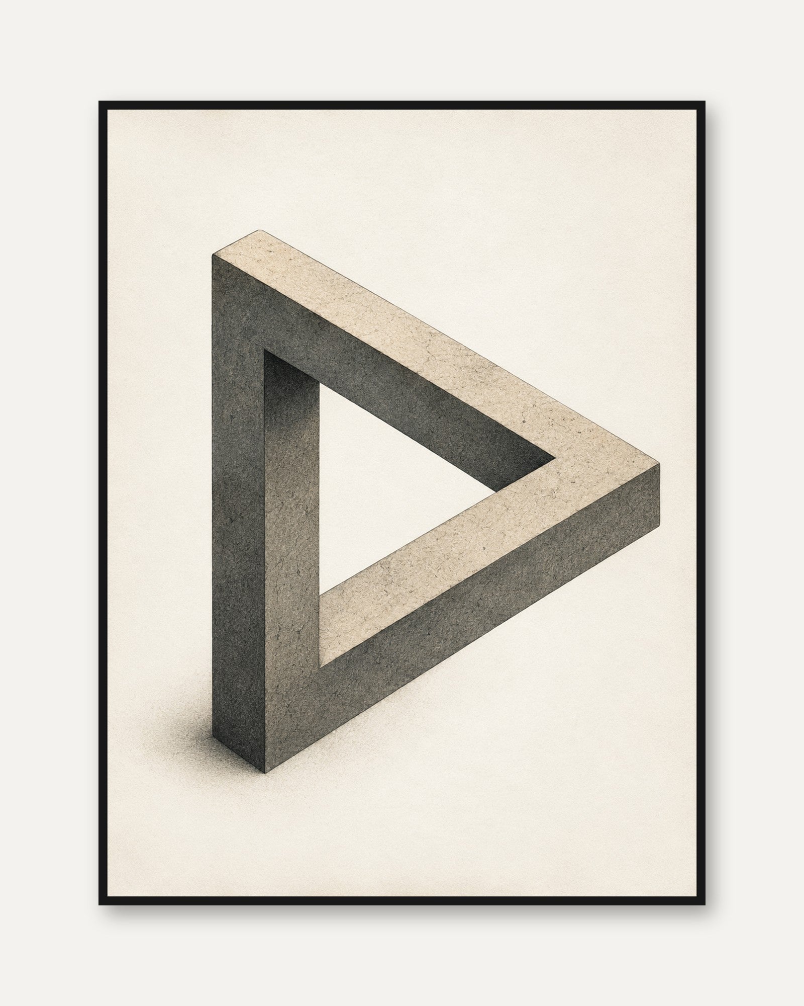 Impossible Triangle Art Print: Minimalist Concrete Geometric Design - framed