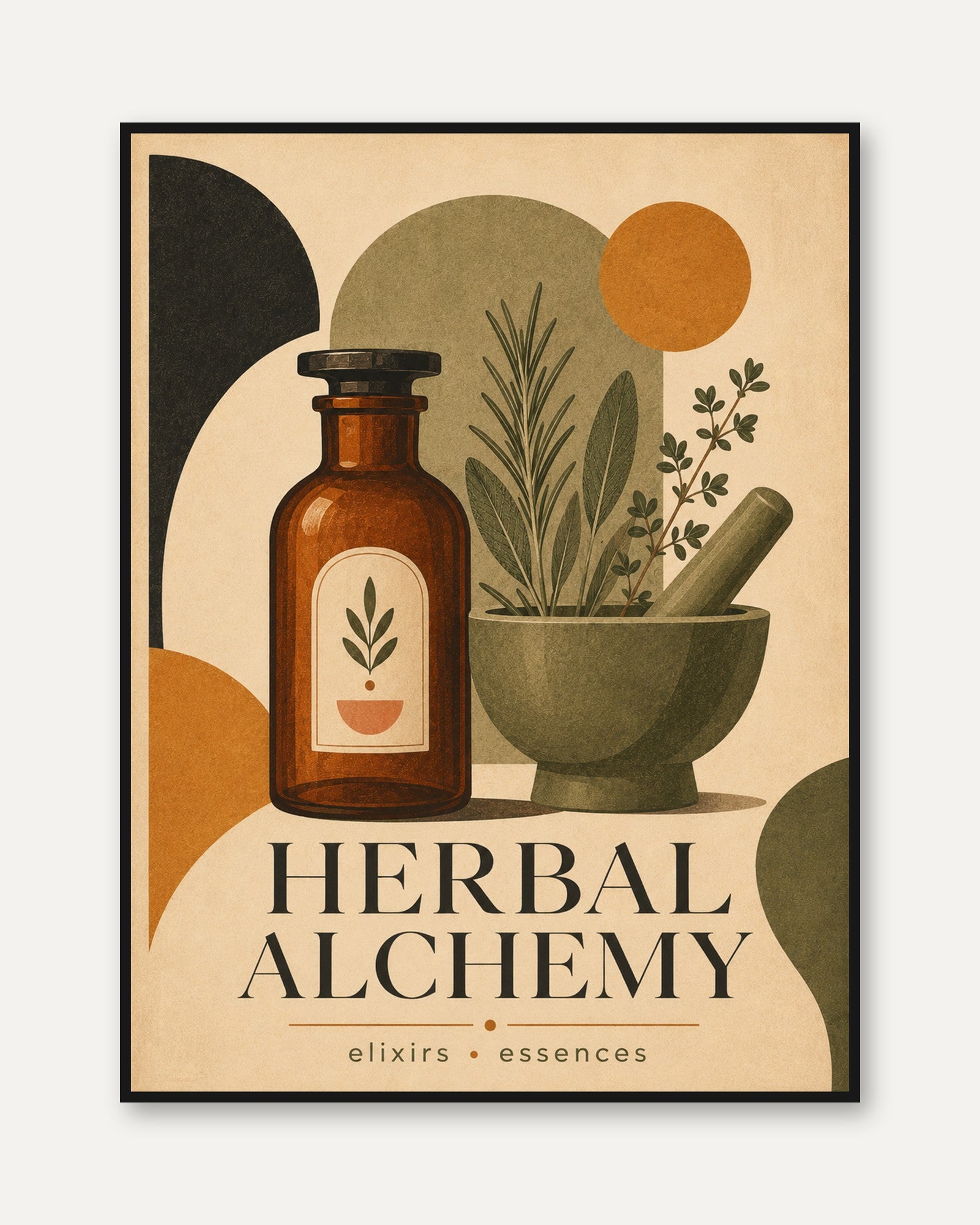 Apothecary Wall Art: Vintage Botanical Herbs - framed