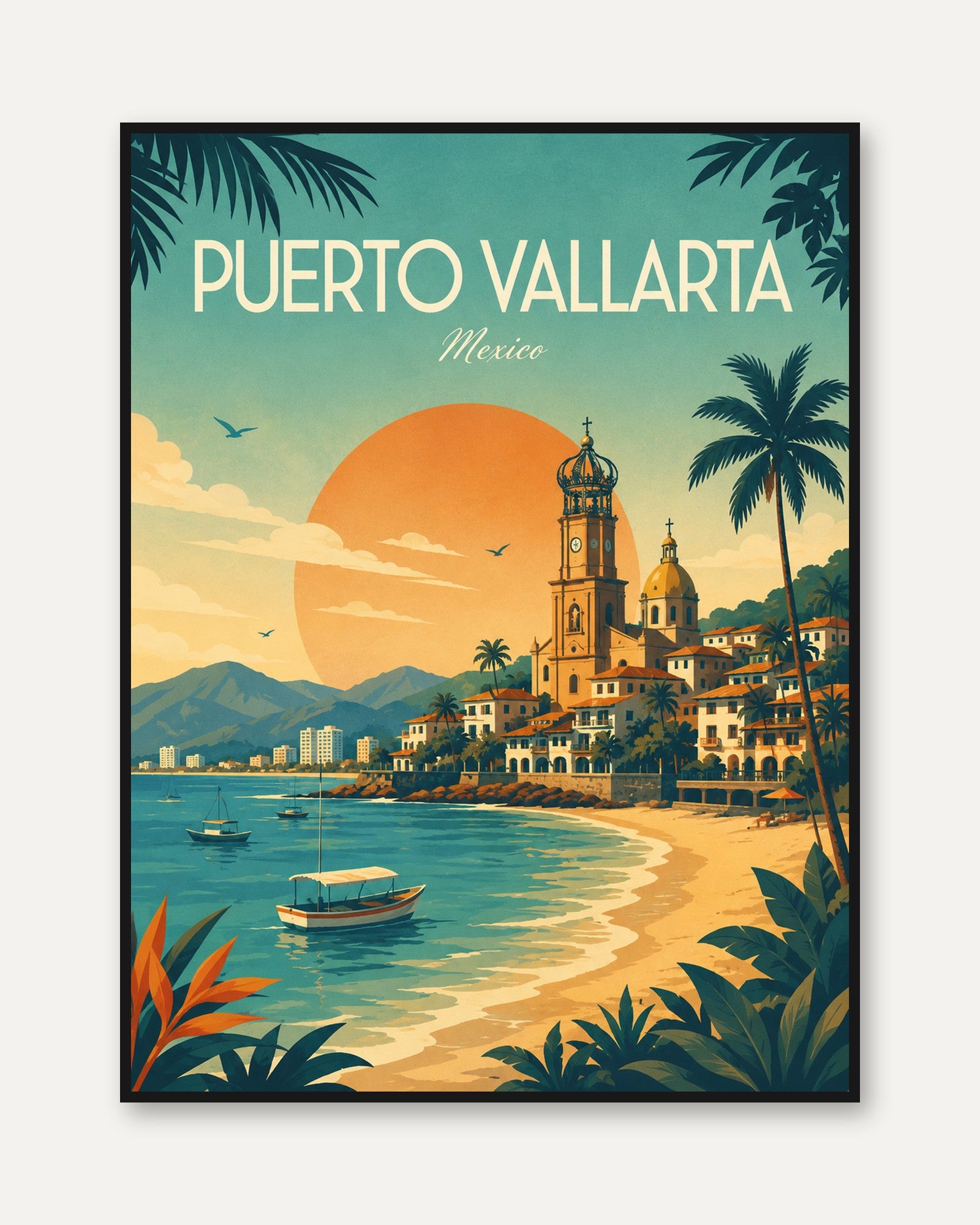 Puerto Vallarta Travel Poster - framed