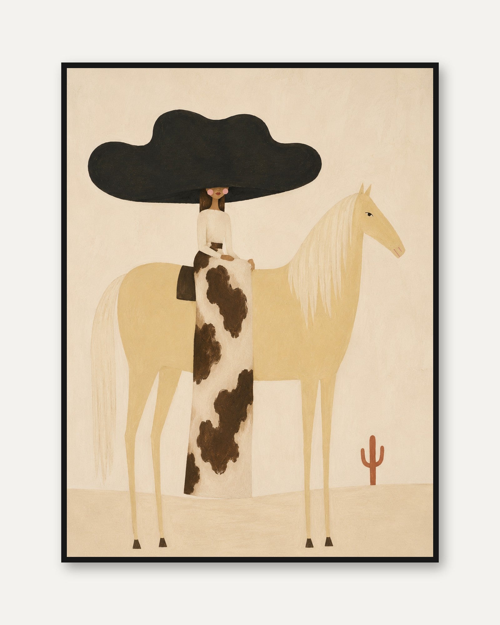 Western Wall Art – Cowgirl Horse Print - framed