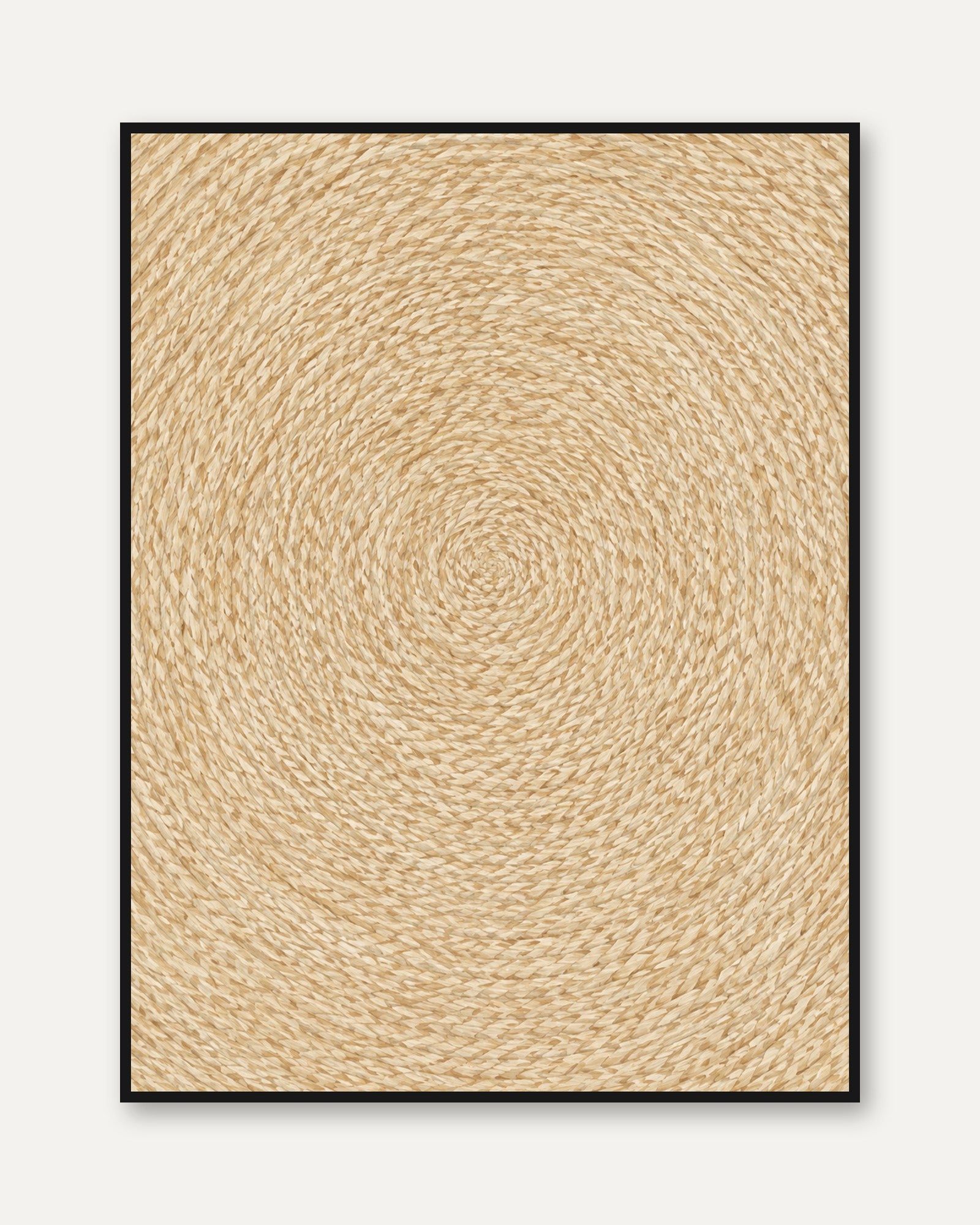 Woven Texture Wall Art – Natural Circular Print - framed