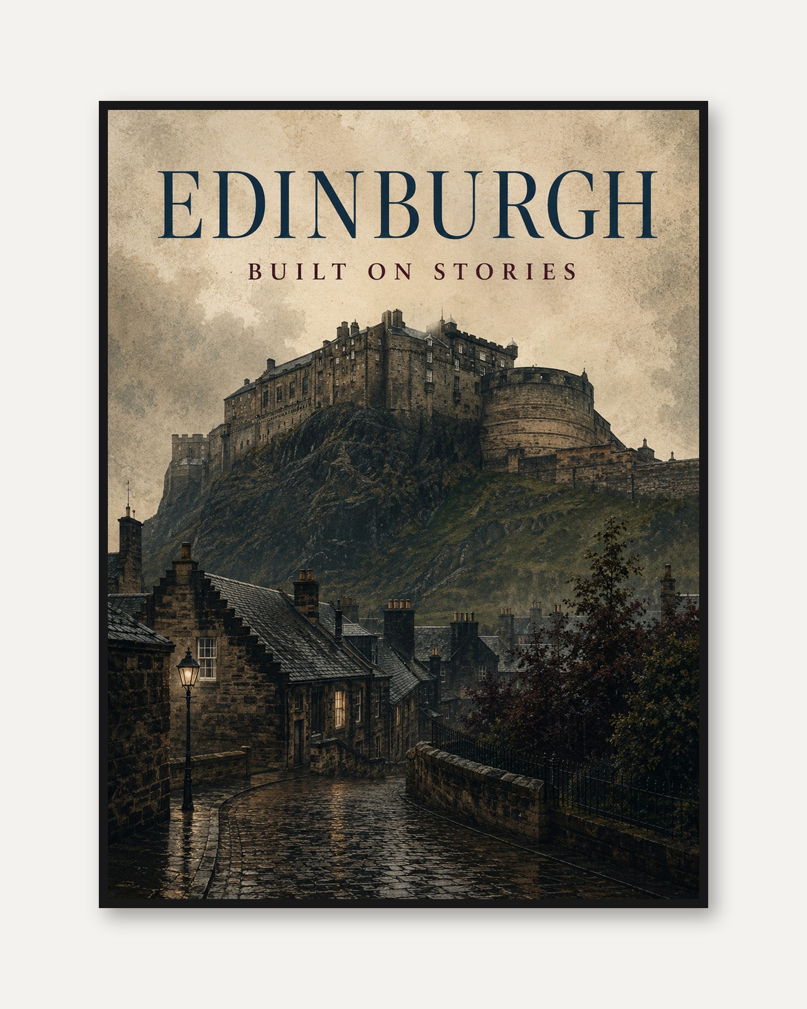 Edinburgh Castle Poster – Scotland Travel Print - framed