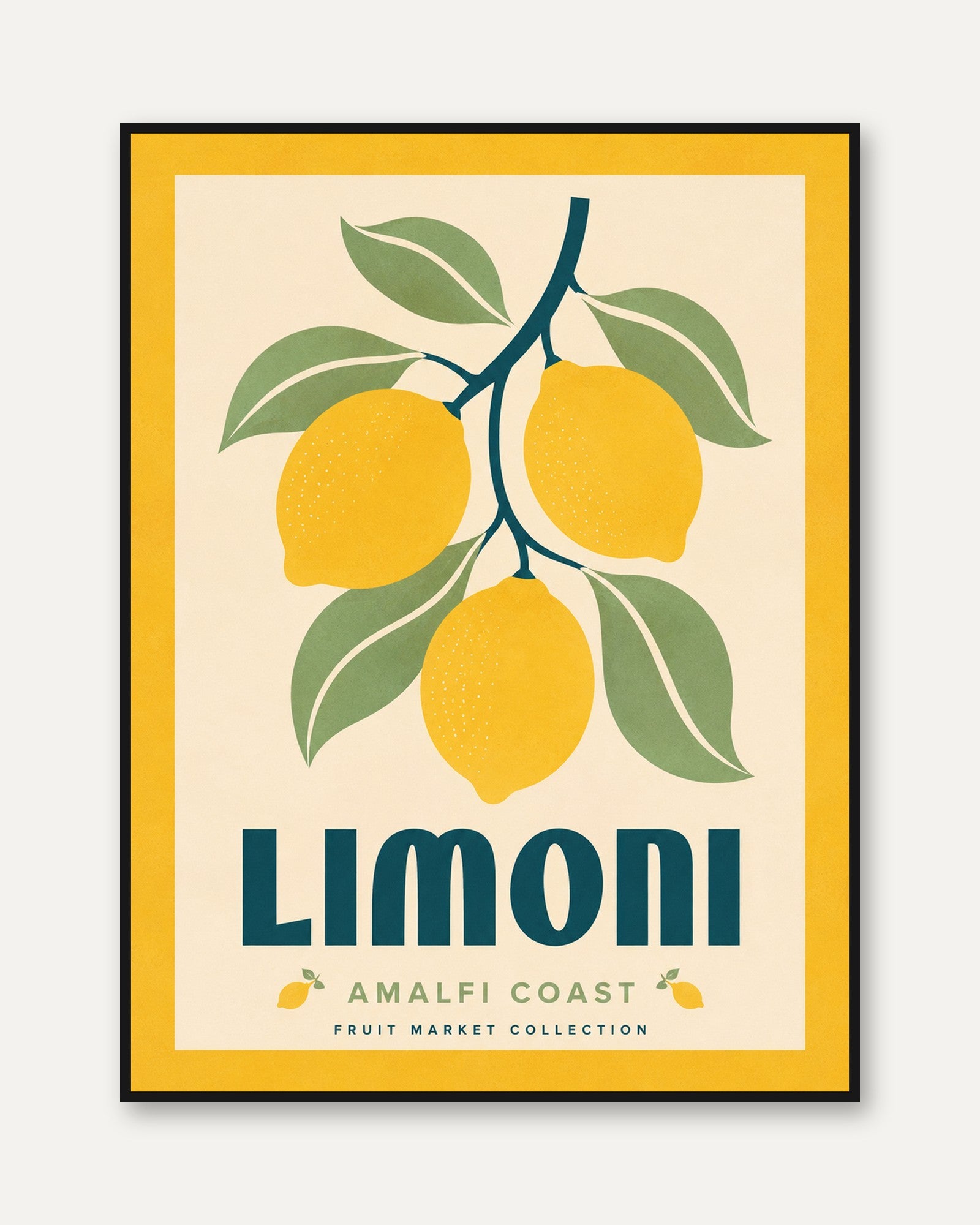 Kitchen Wall Art: Vintage Lemon Print - framed