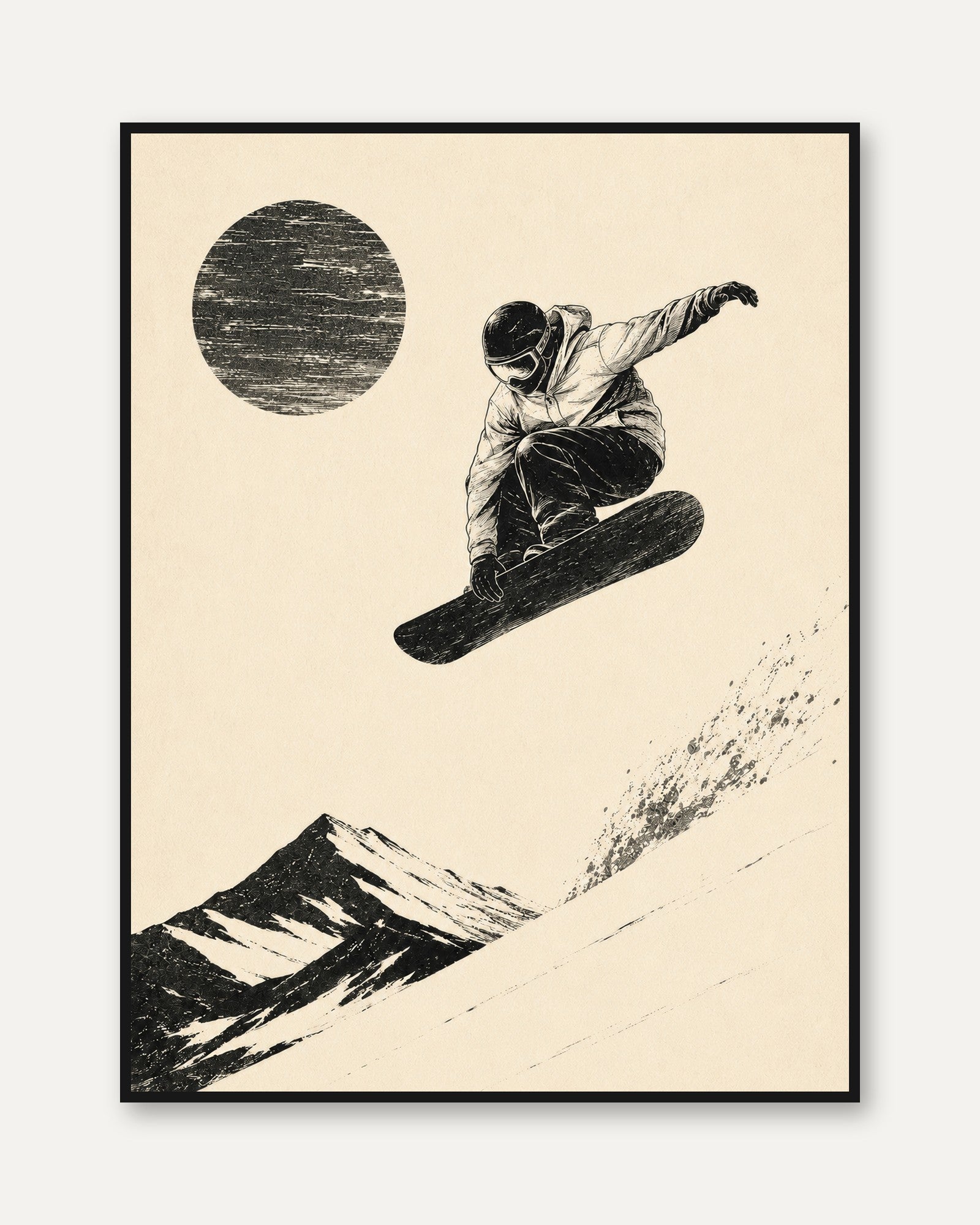 Snowboard Wall Art – Mountain Sports Print - framed