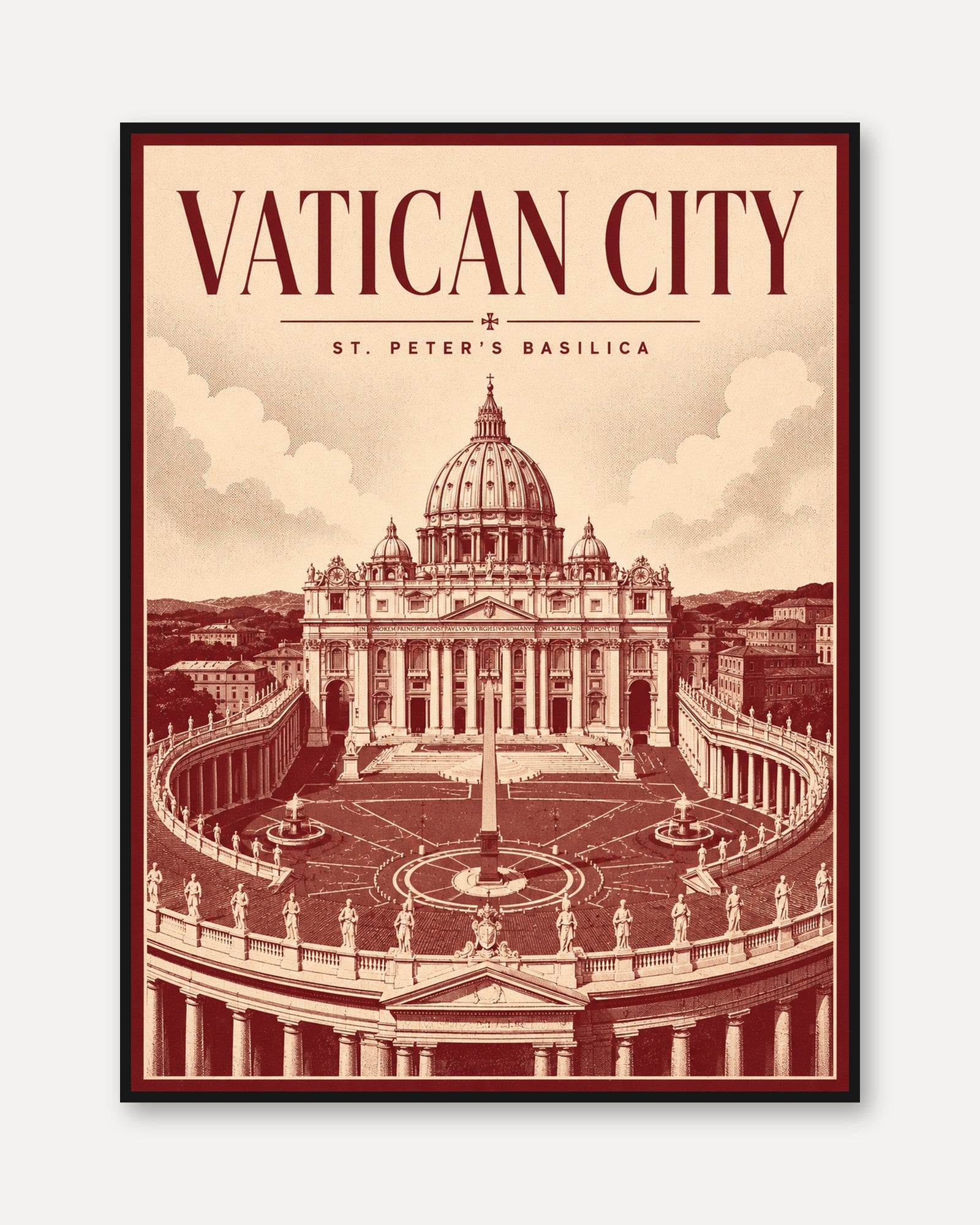 Vatican City Poster – Rome Travel Print - framed