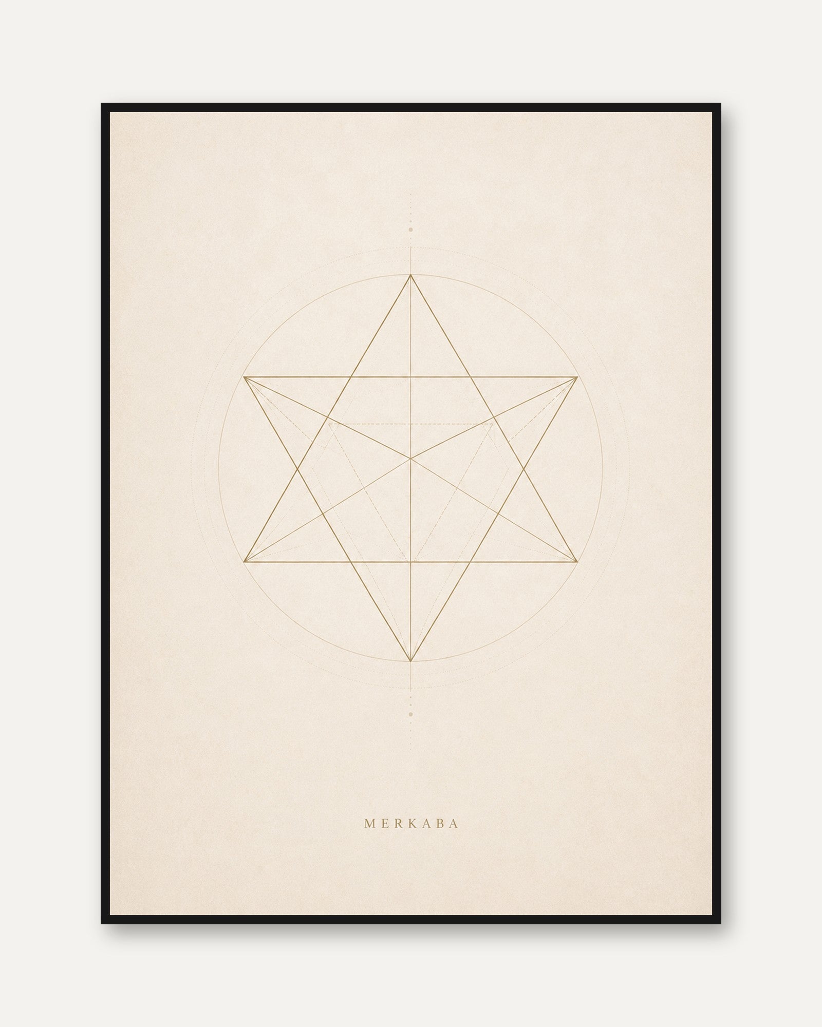 Sacred Geometry Wall Art: Merkaba Gold Line Drawing - framed