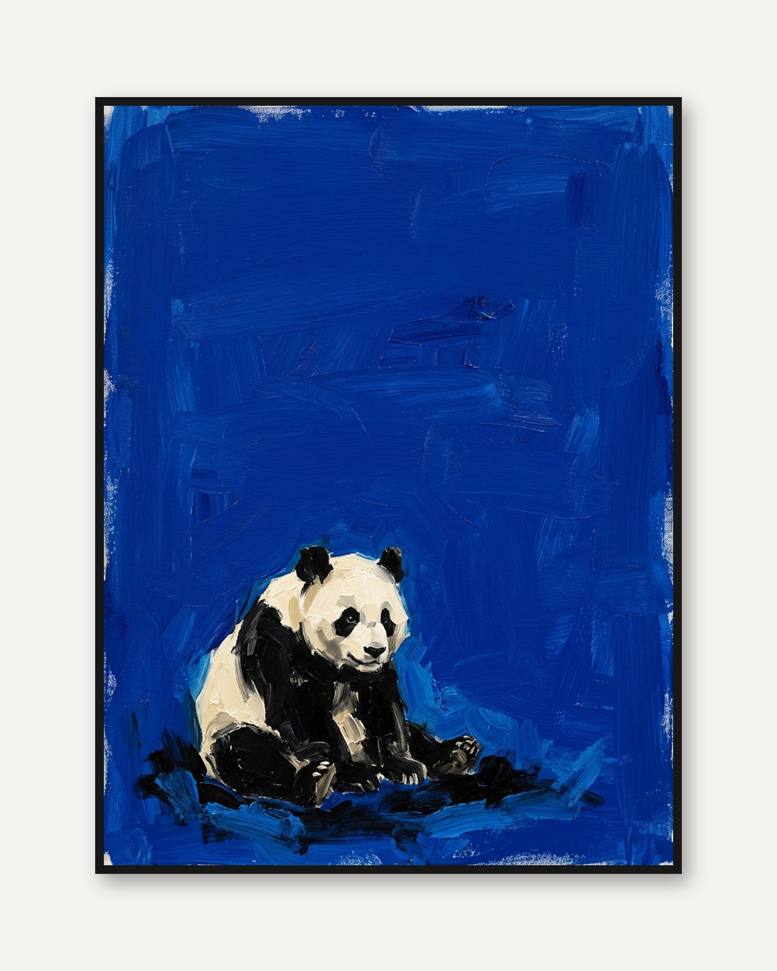 Panda Bear Art Print — Expressive Blue Abstract Animal - framed