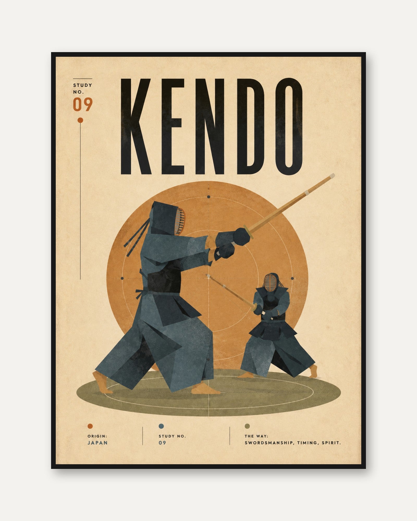 Kendo Art Print — Japanese Martial Arts Poster - framed