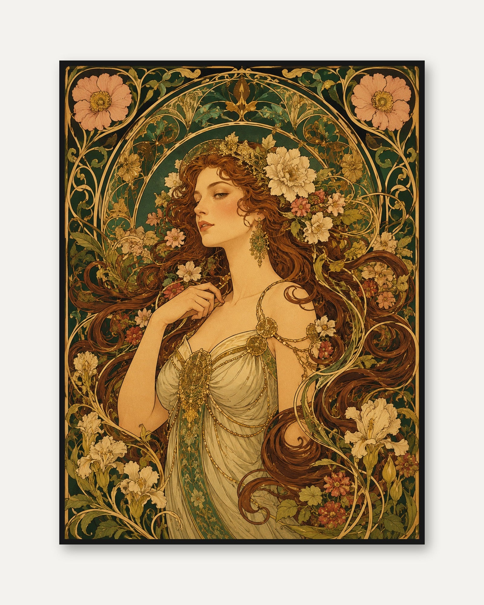 Art Nouveau Woman Print - framed