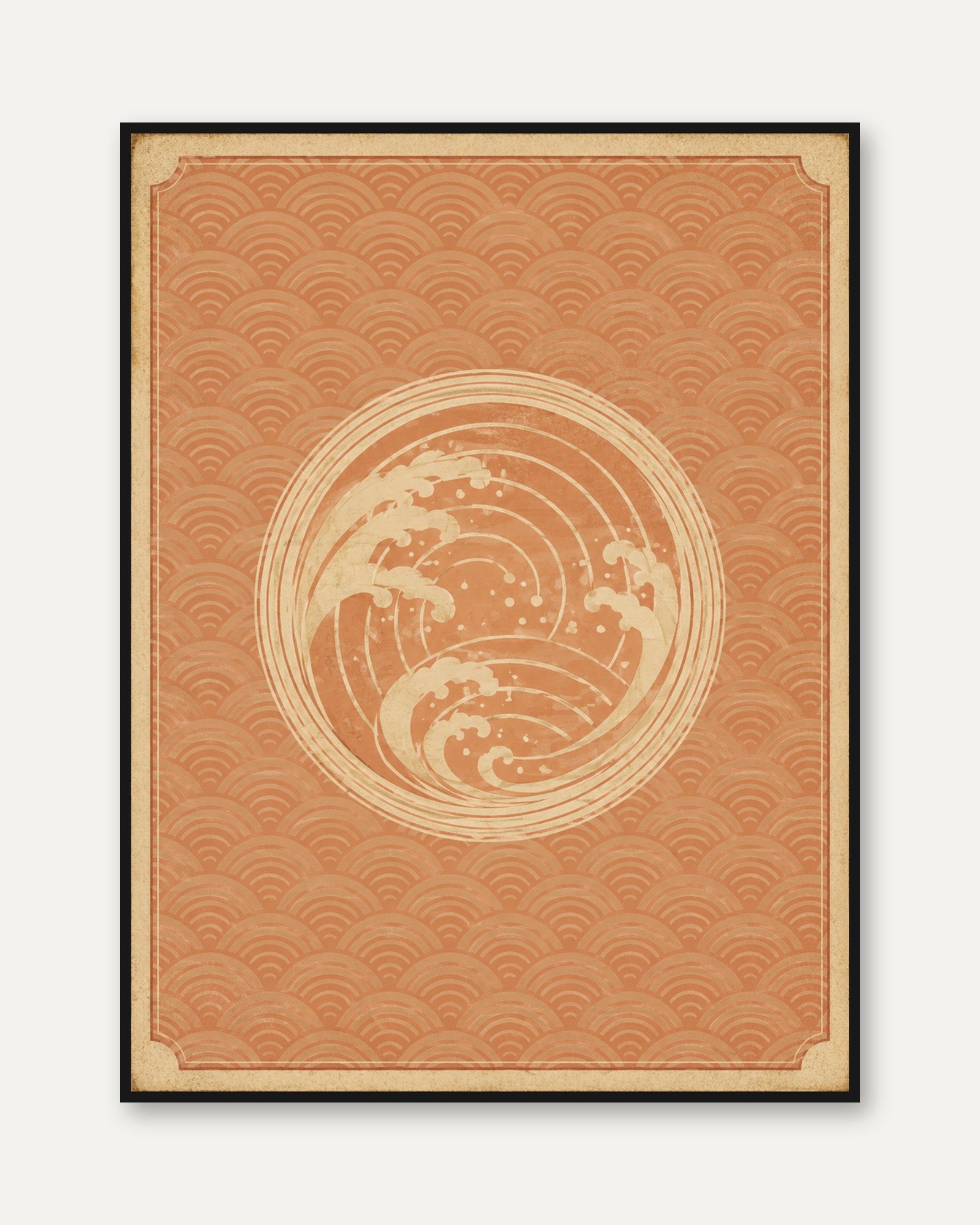 Wave Art Print: Japanese Seigaiha Design - framed