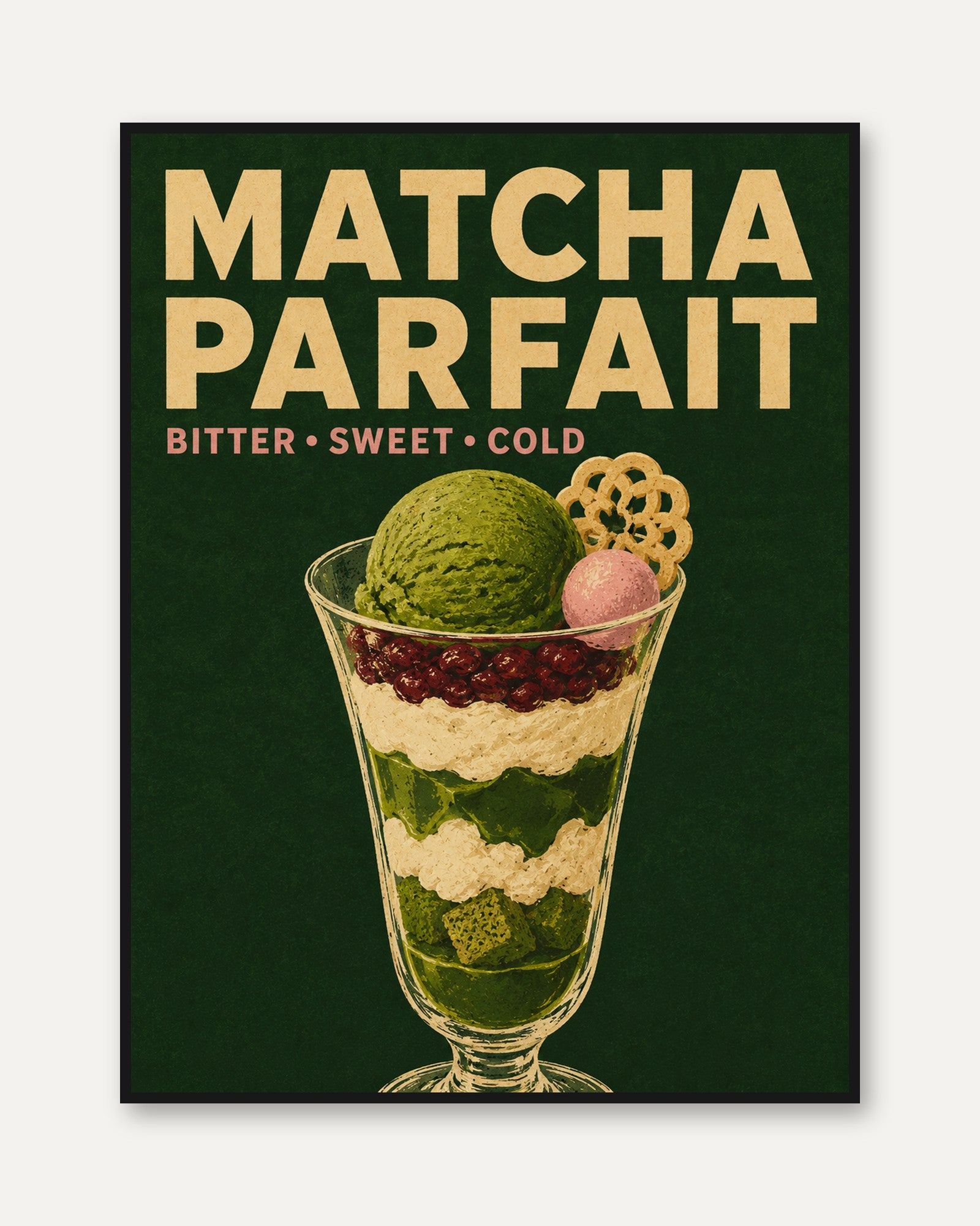 Matcha Parfait Poster – Japanese Dessert Print - framed
