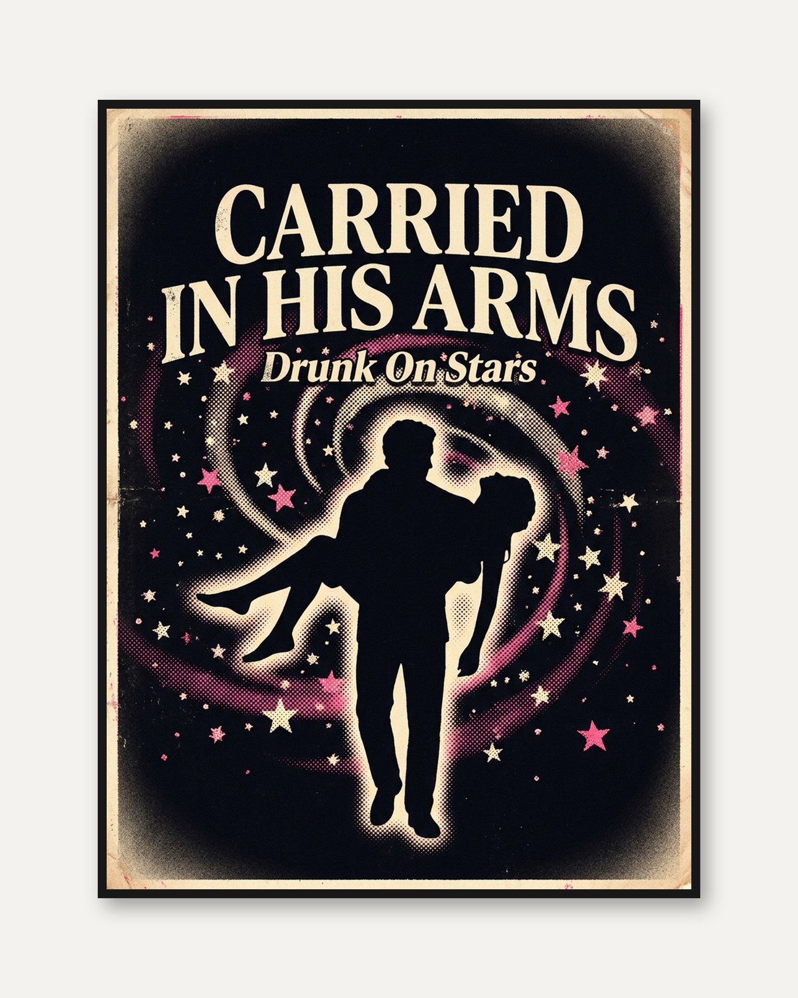 Carried In His Arms Art Print: Vintage Romance Silhouette Poster - framed