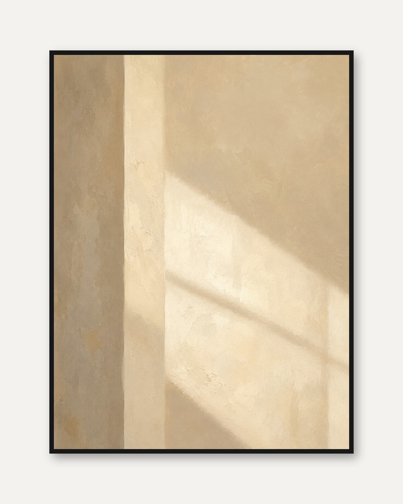 Sunlight and Shadow Wall Art: Minimalist Beige Architecture Print - framed