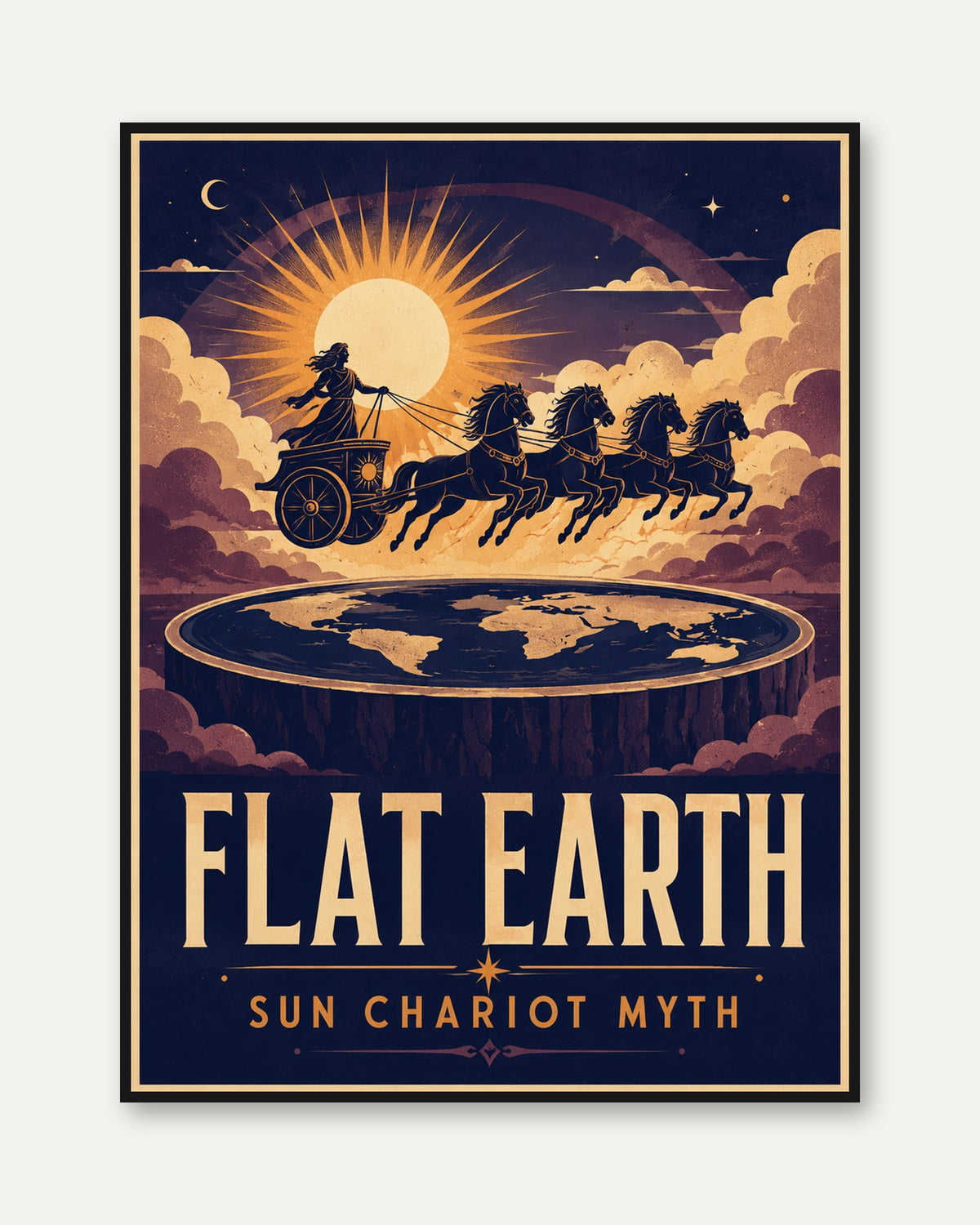 Mythology Wall Art: Flat Earth Sun Chariot - framed