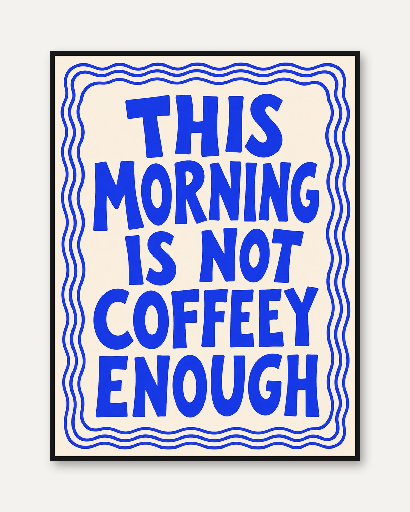 Coffee Typography Print: Bold Blue Lettering for Kitchen Walls - framed