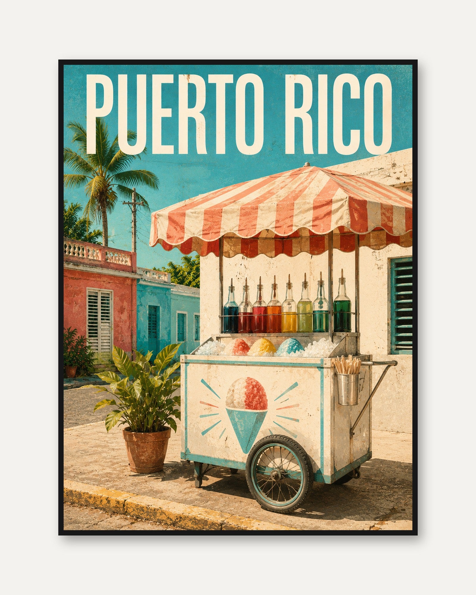 Puerto Rico Poster – Vintage Travel Print - framed