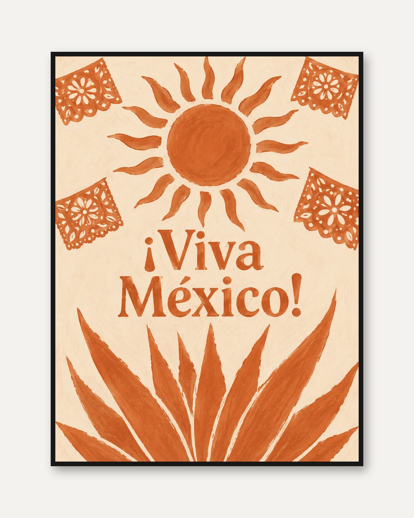 Mexican Folk Art Print – Sun Wall Decor - framed