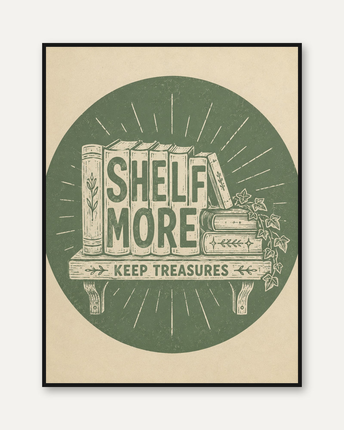 Vintage Library Print: 'Shelf More - framed