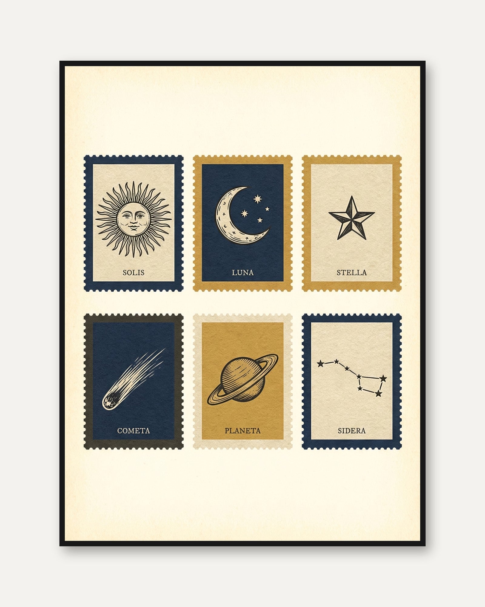 Celestial Postage Stamp Print - framed