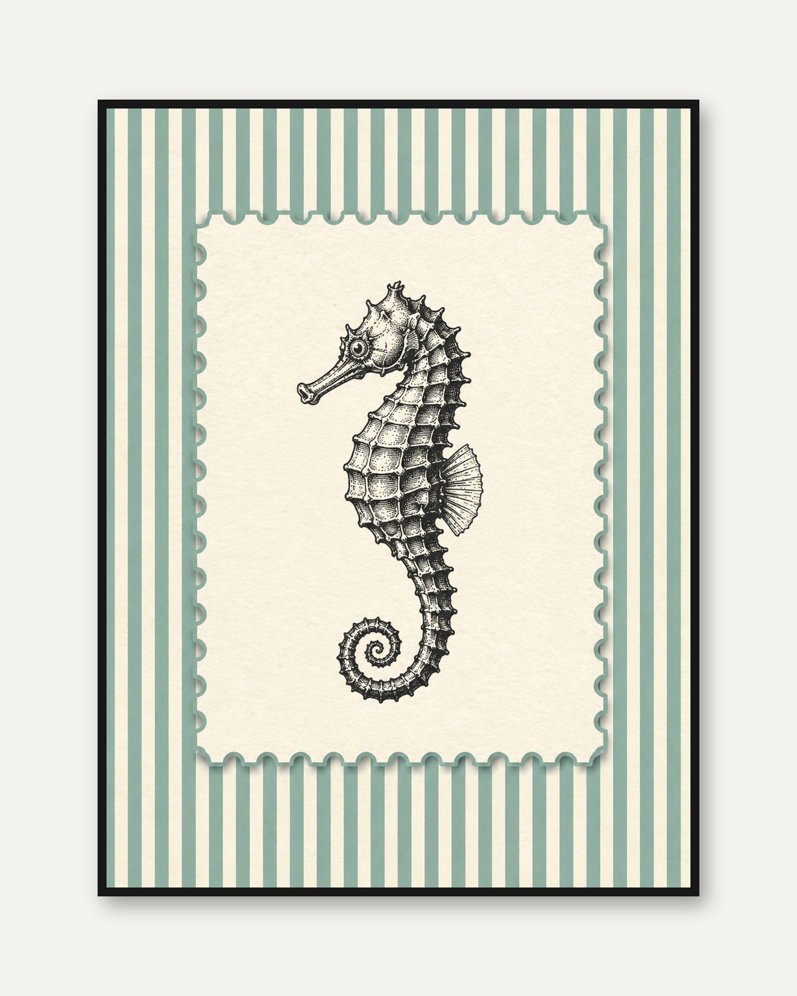 Seahorse Wall Art – Coastal Bathroom Decor - framed