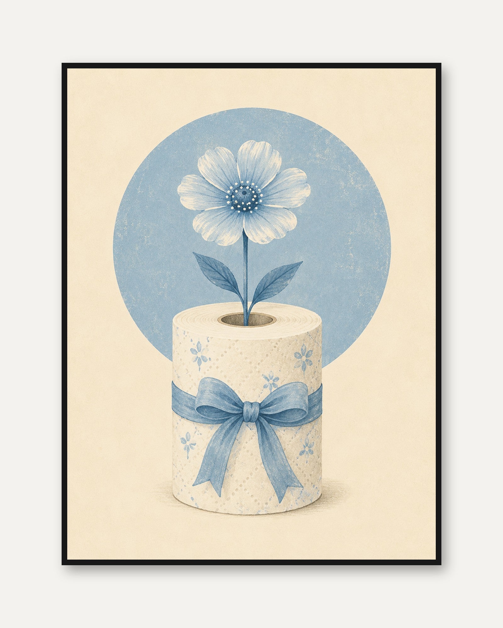 Bathroom Flower Wall Art – Whimsical Floral Print - framed