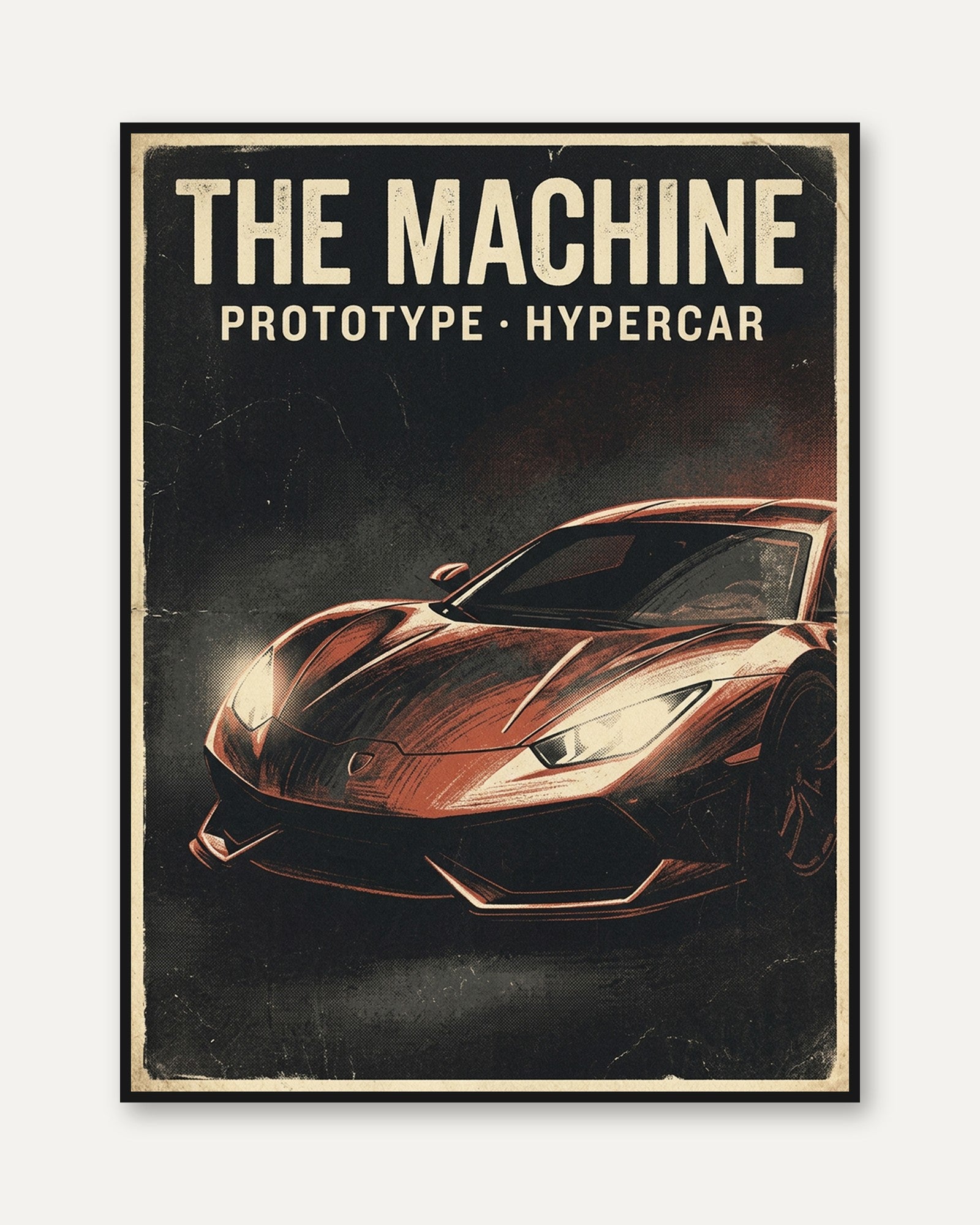 Vintage Hypercar Poster — Retro Sports Car Print - framed
