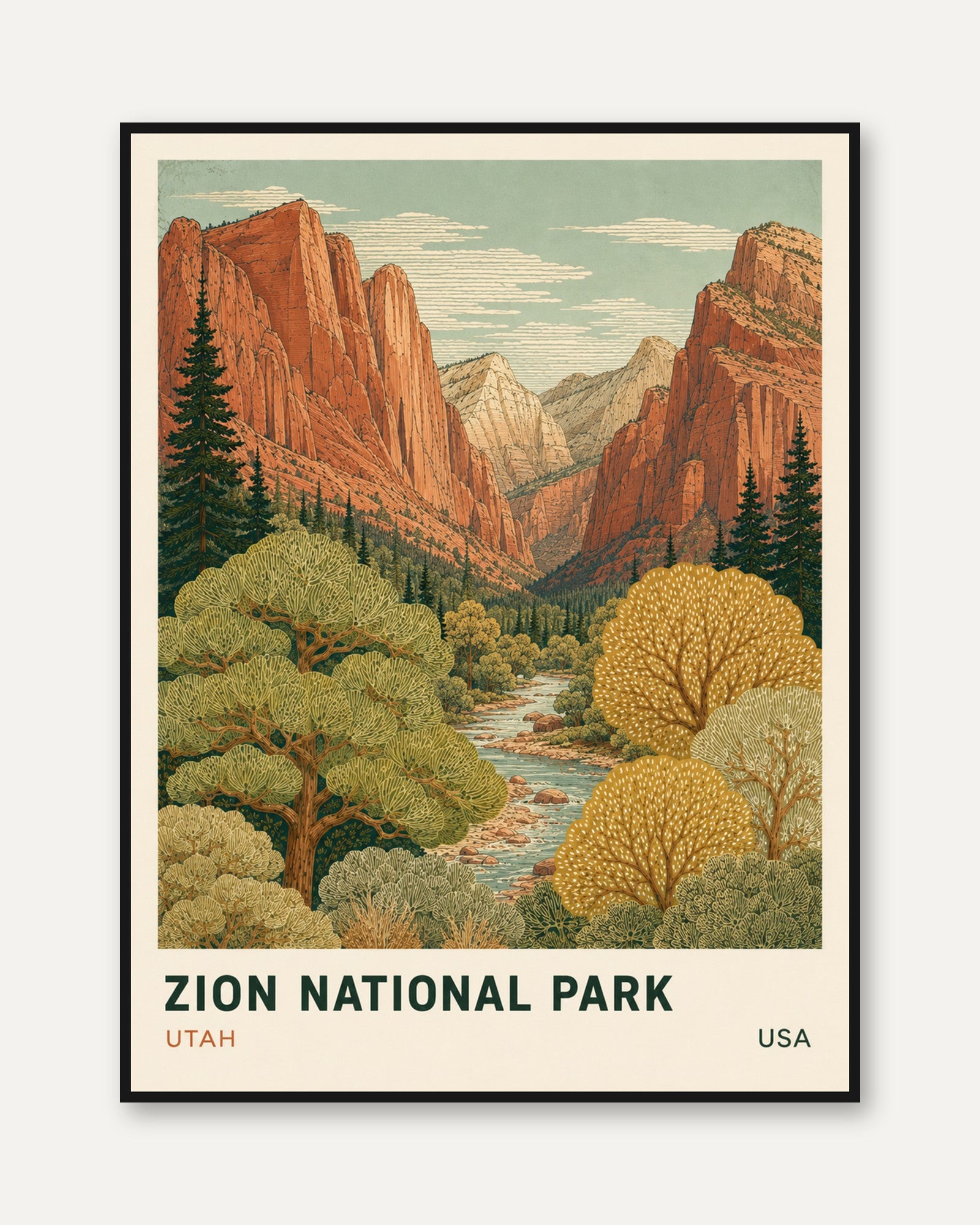 National Park Wall Art – Vintage Travel Poster - framed