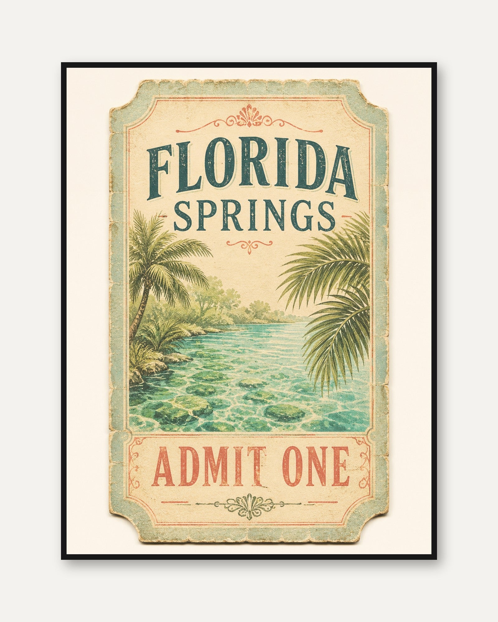 Florida Springs Poster – Vintage Travel Print - framed